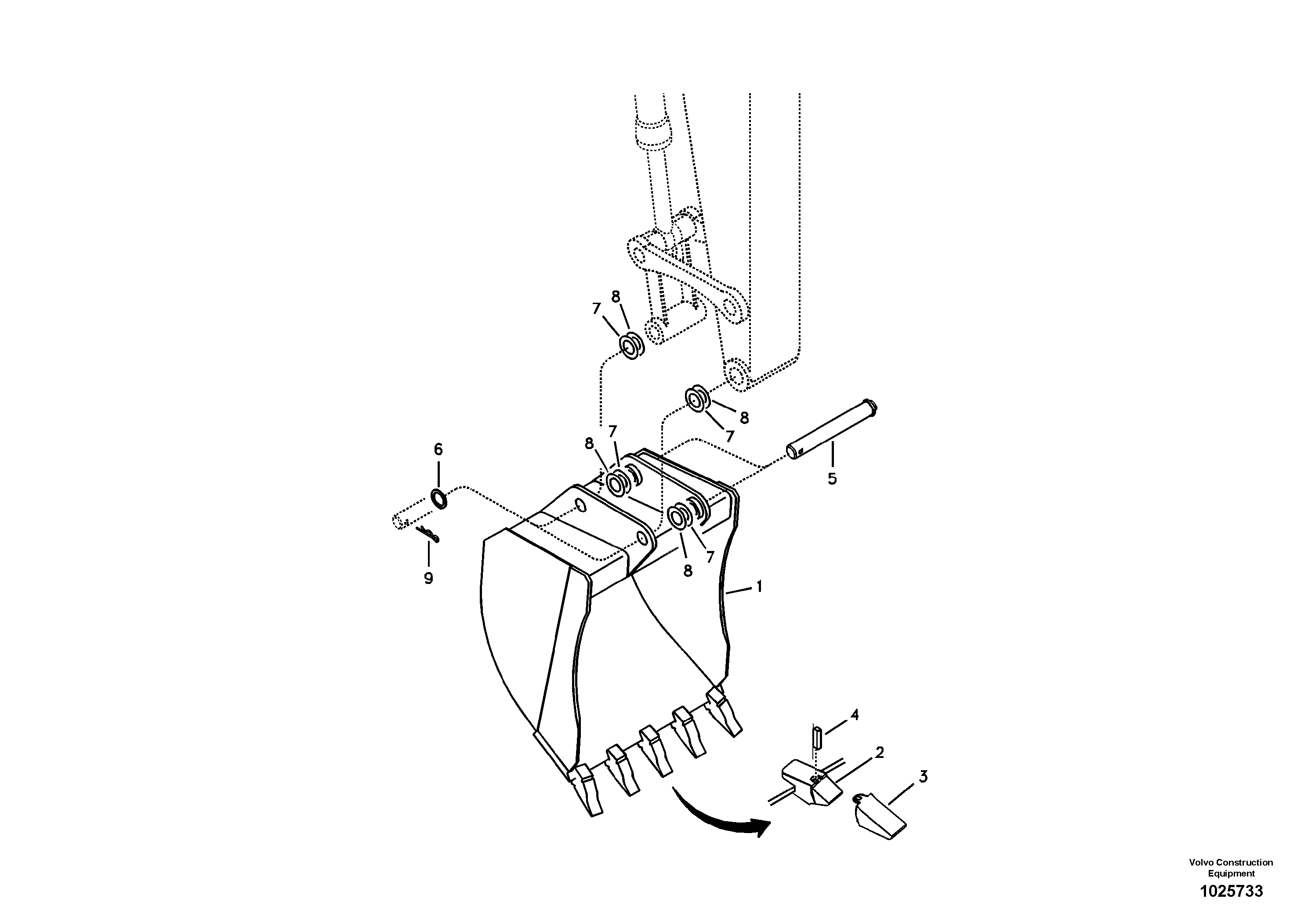 Схема запчастей Volvo ECR88 - 58689 Ковш ECR88 S/N 14011-