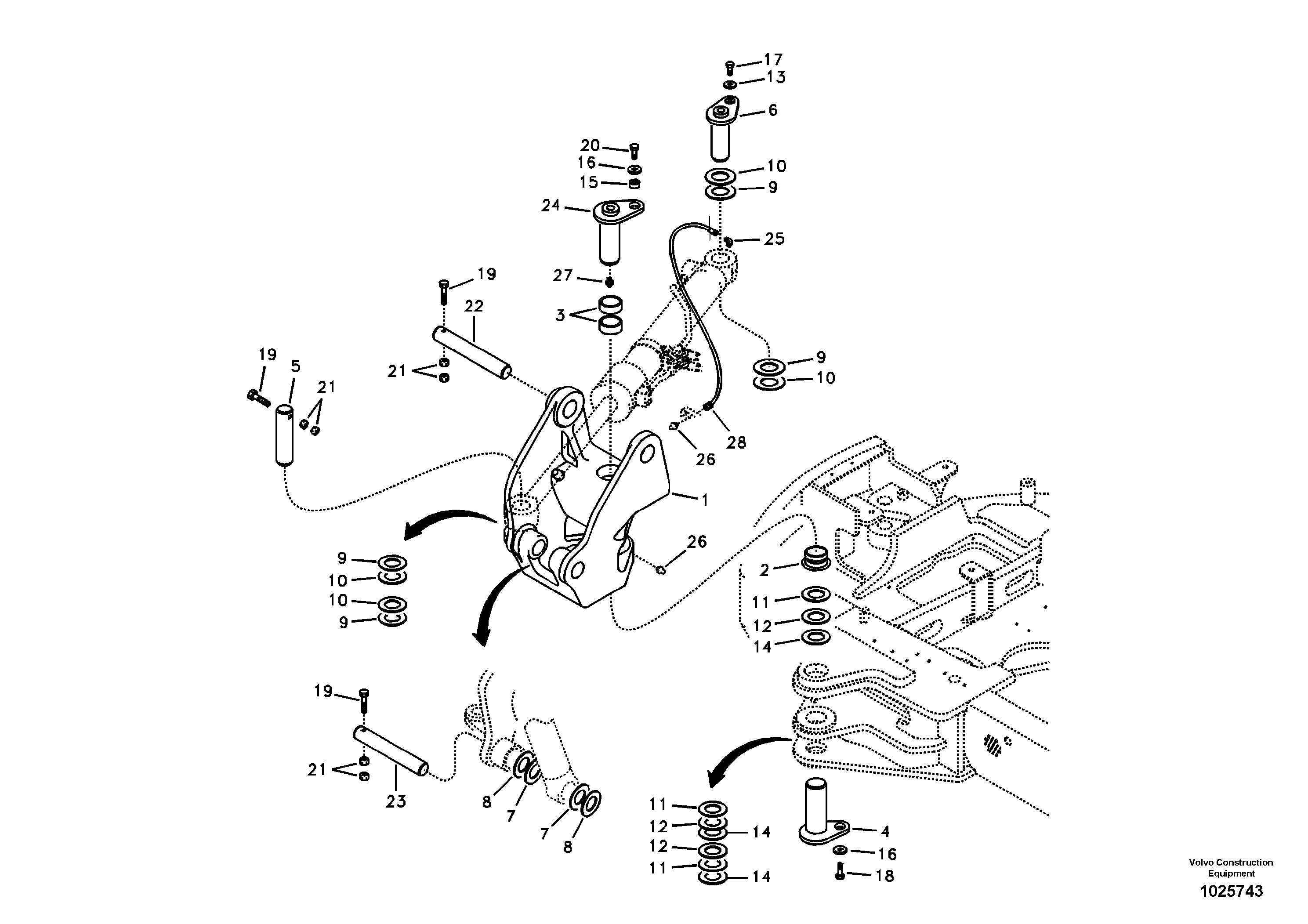 Схема запчастей Volvo ECR88 - 23332 Boom swing system ECR88 S/N 14011-