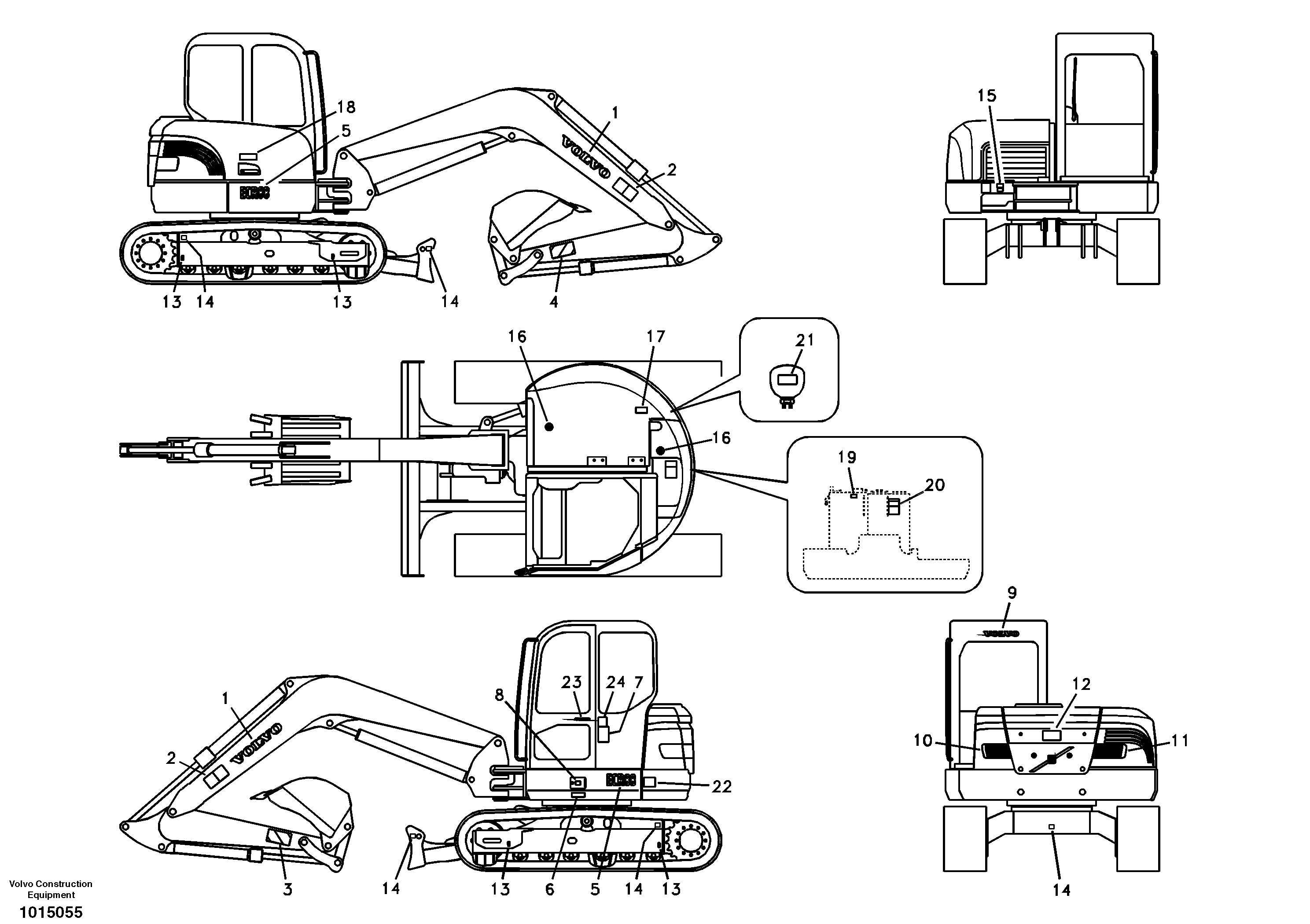 Схема запчастей Volvo ECR88 - 35985 Decal, outer location ECR88 S/N 10001-14010