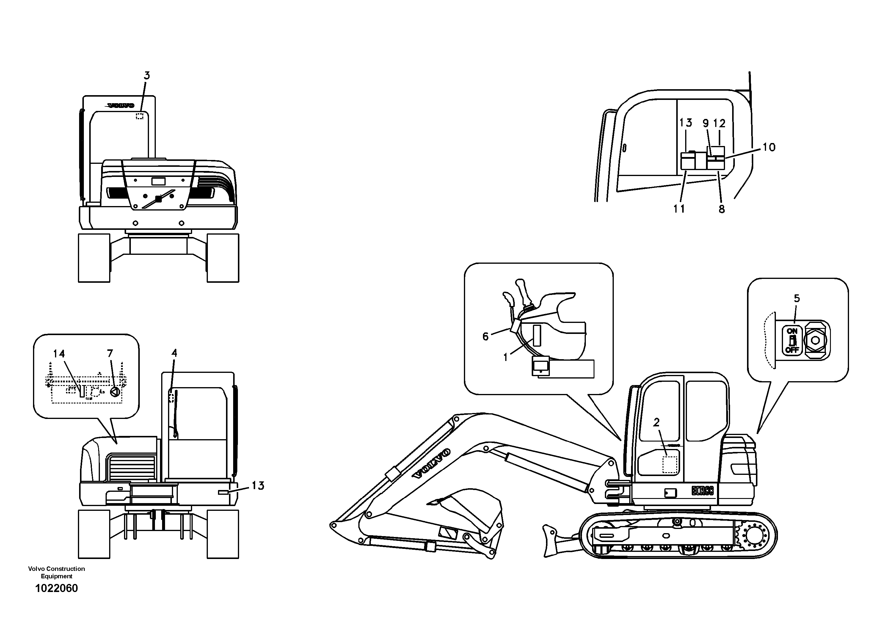 Схема запчастей Volvo ECR88 - 35990 Decal, inner location ECR88 S/N 10001-14010