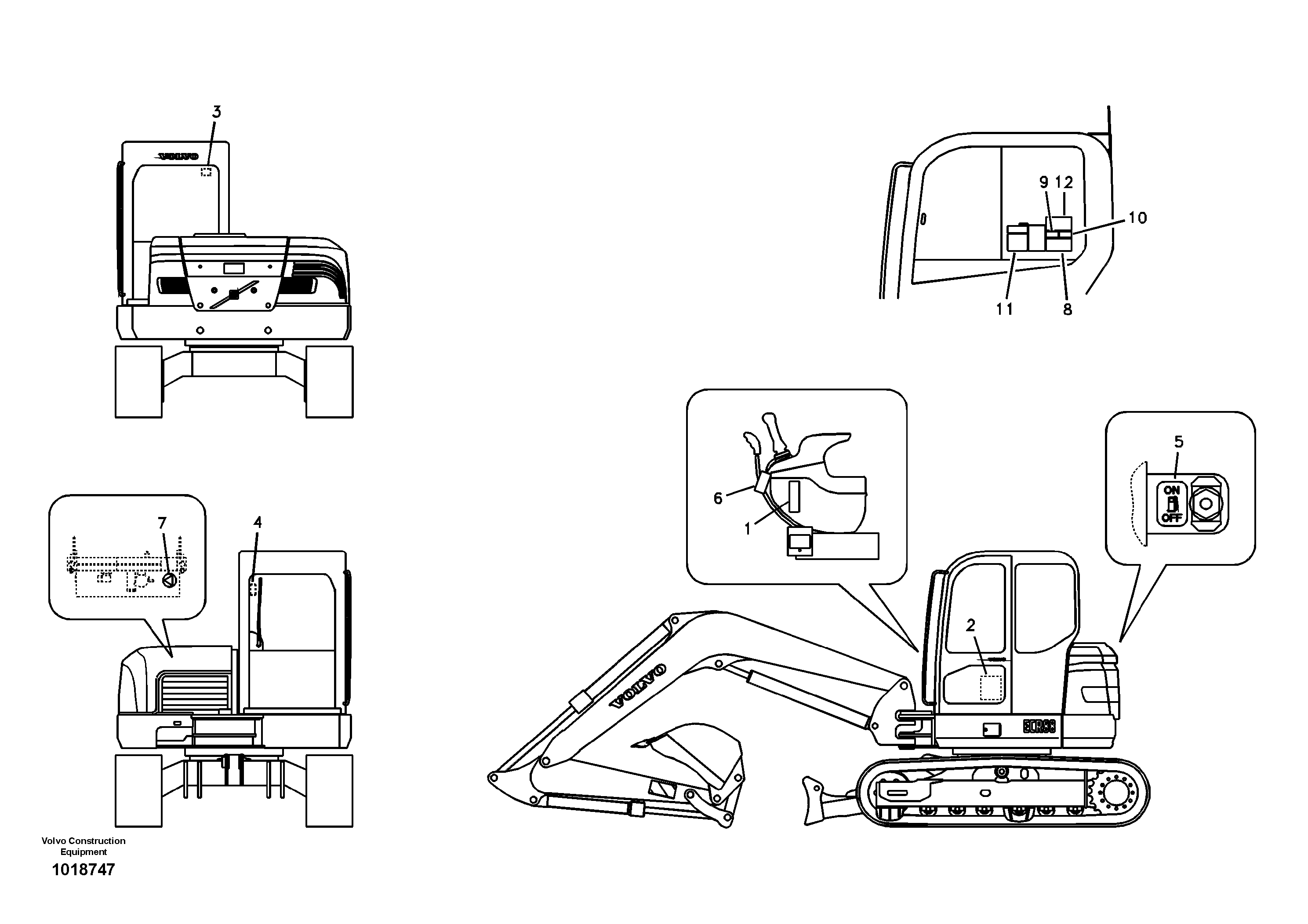 Схема запчастей Volvo ECR88 - 35993 Decal, inner location ECR88 S/N 10001-14010