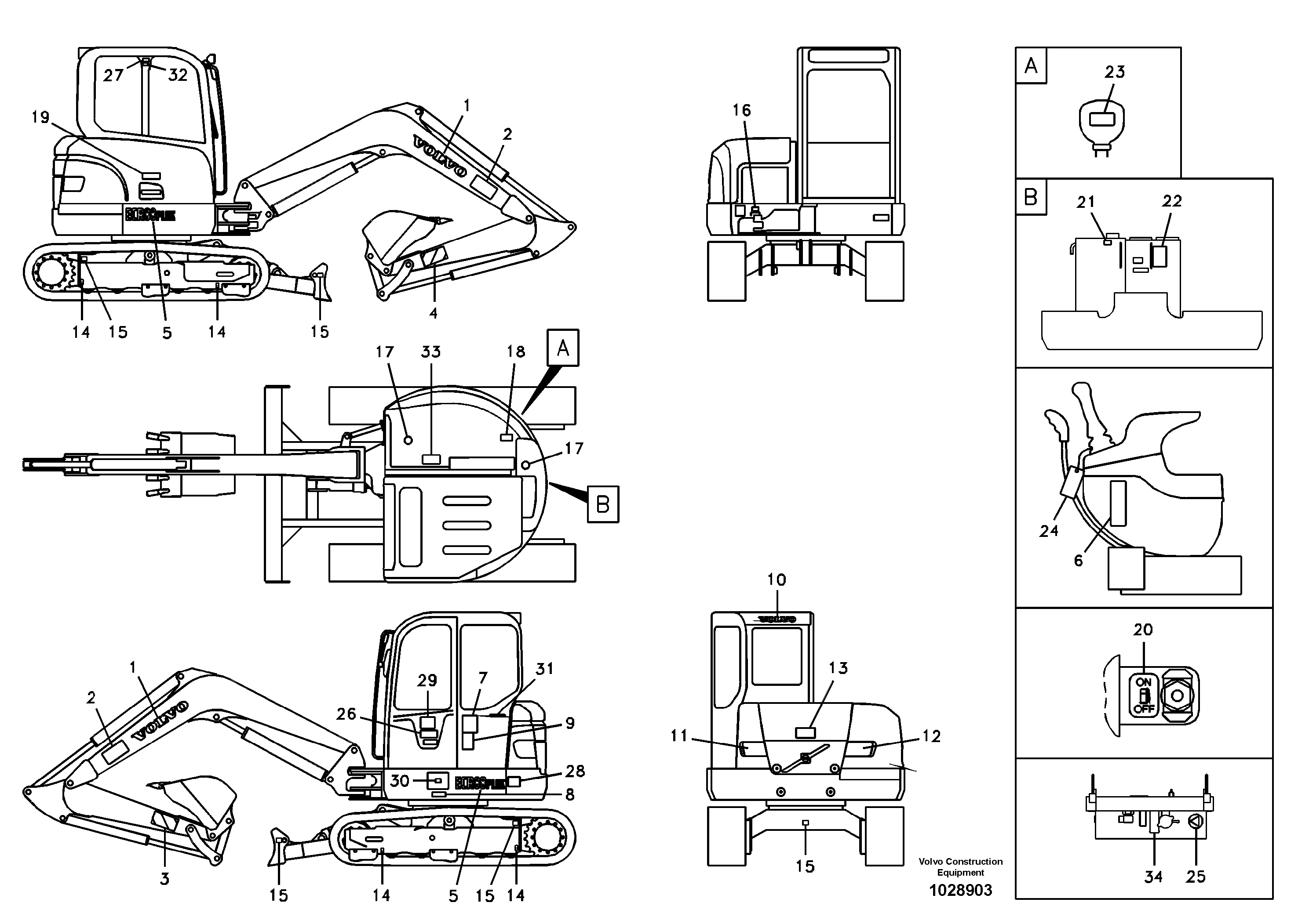 Схема запчастей Volvo ECR88 - 35994 Decals ECR88 S/N 10001-14010