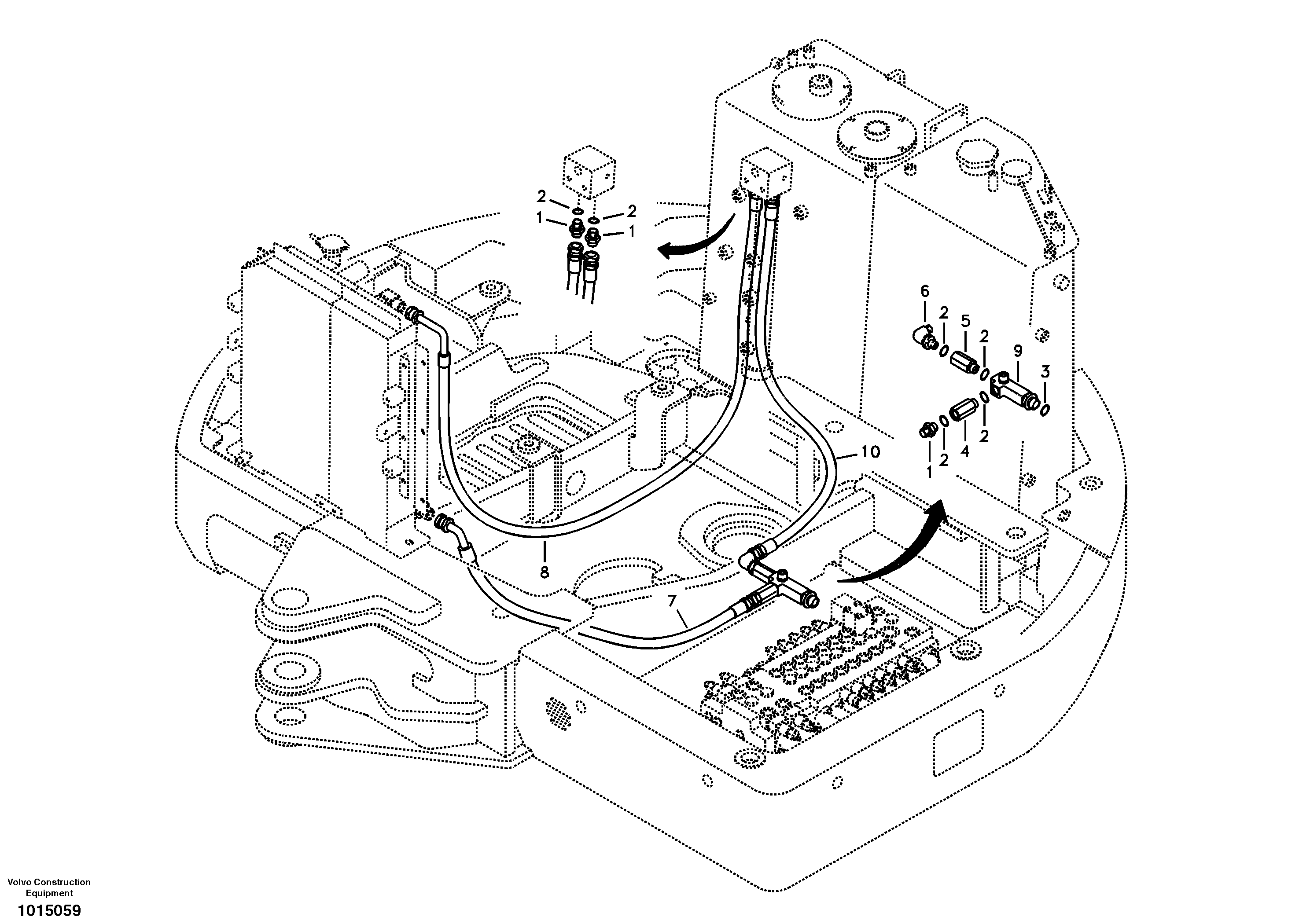 Схема запчастей Volvo ECR88 - 36009 Hydraulic system, return line ECR88 S/N 10001-14010