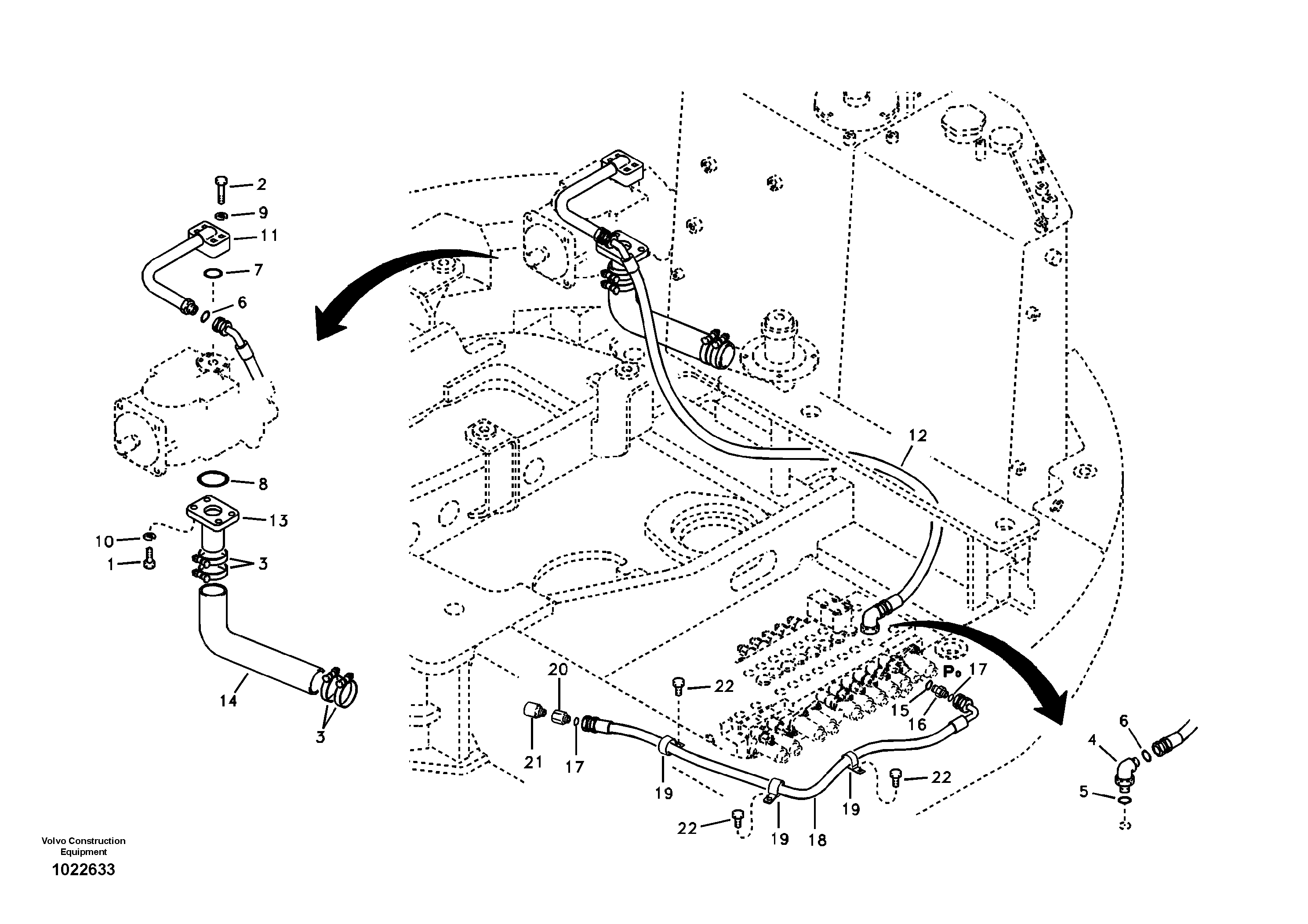 Схема запчастей Volvo ECR88 - 36012 Hydraulic system, suction line ECR88 S/N 10001-14010