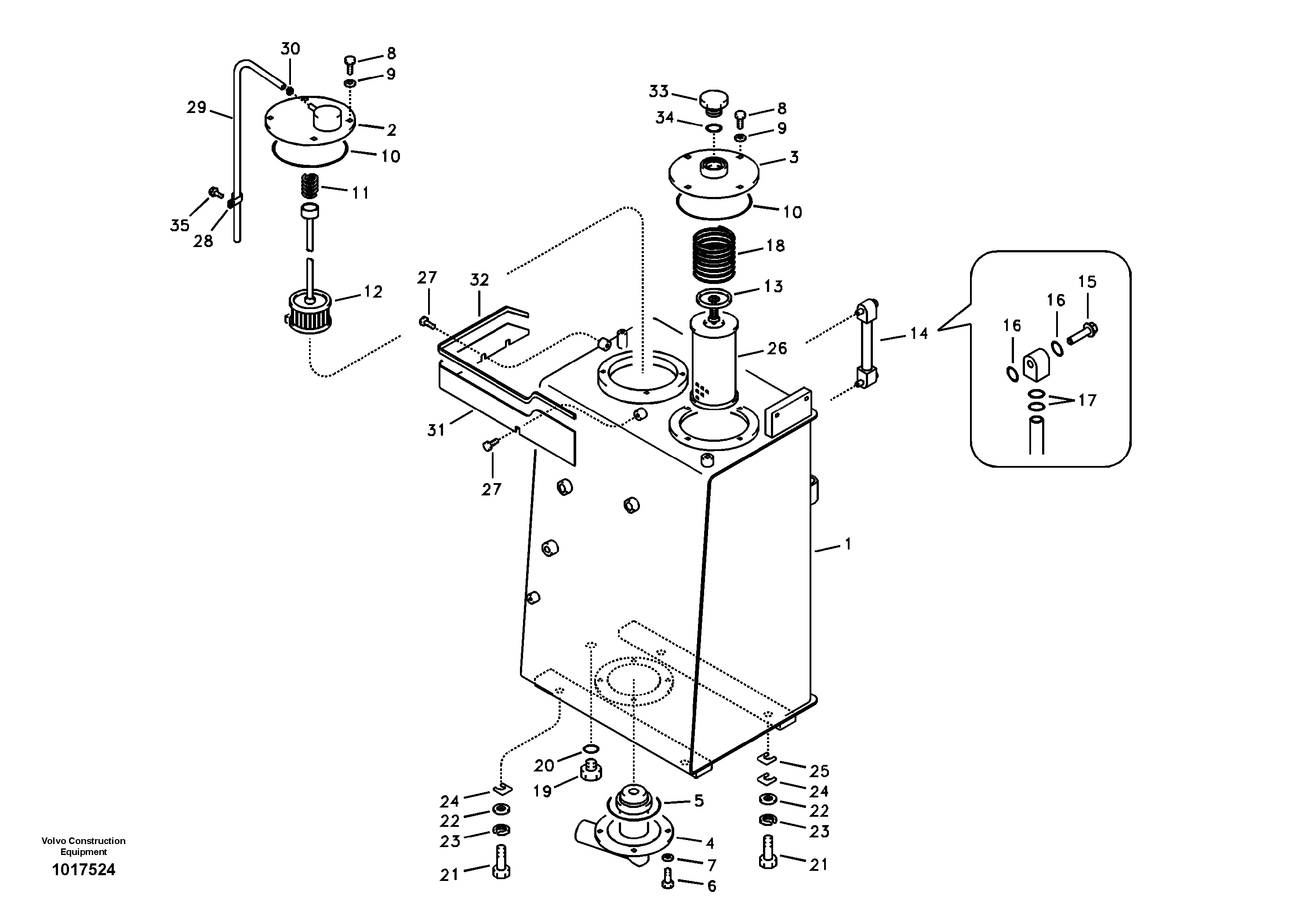 Схема запчастей Volvo ECR88 - 37704 Гидробак ECR88 S/N 10001-14010