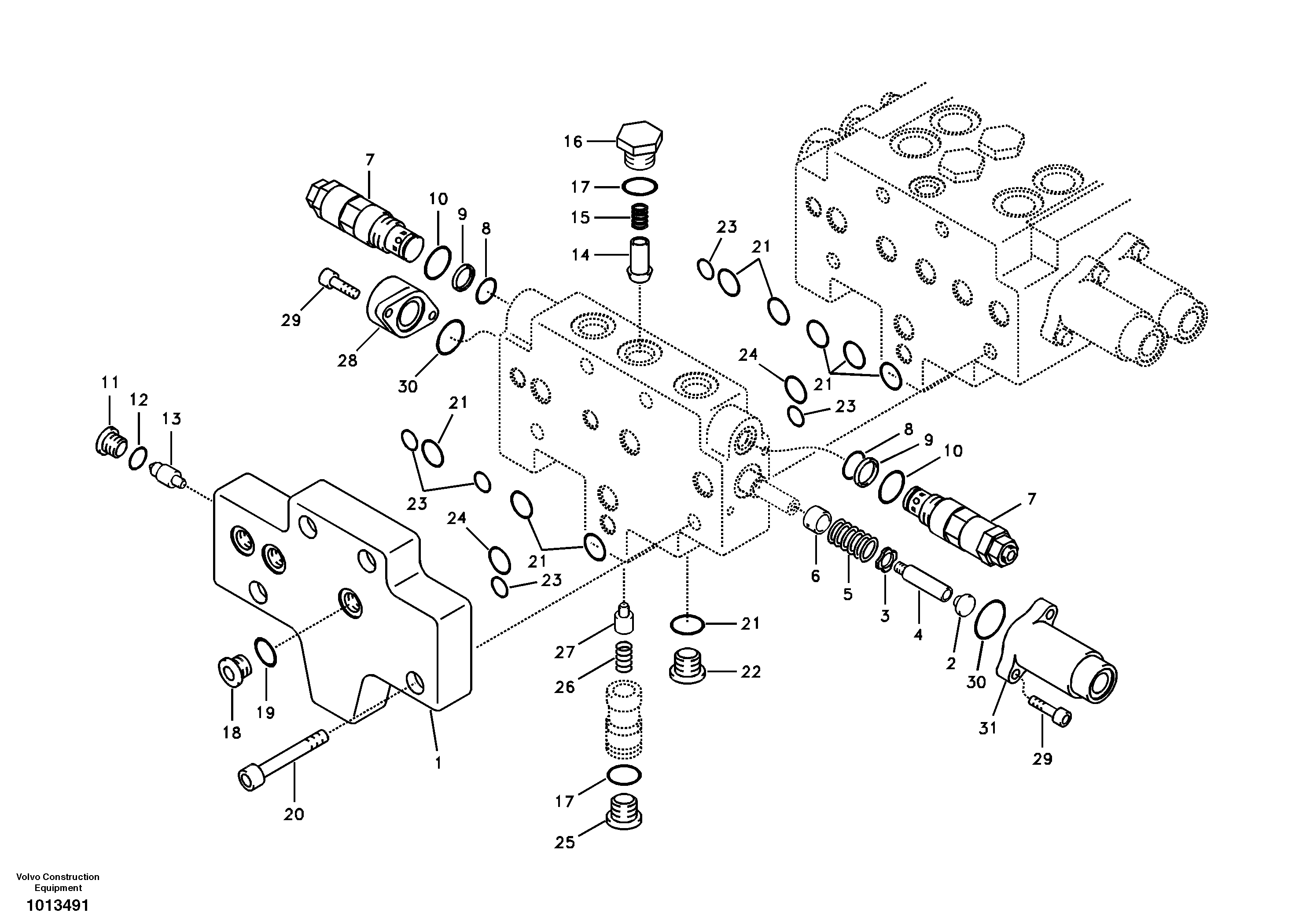 Схема запчастей Volvo ECR88 - 36022 Гидрораспределитель (главный управляющий клапан) ECR88 S/N 10001-14010