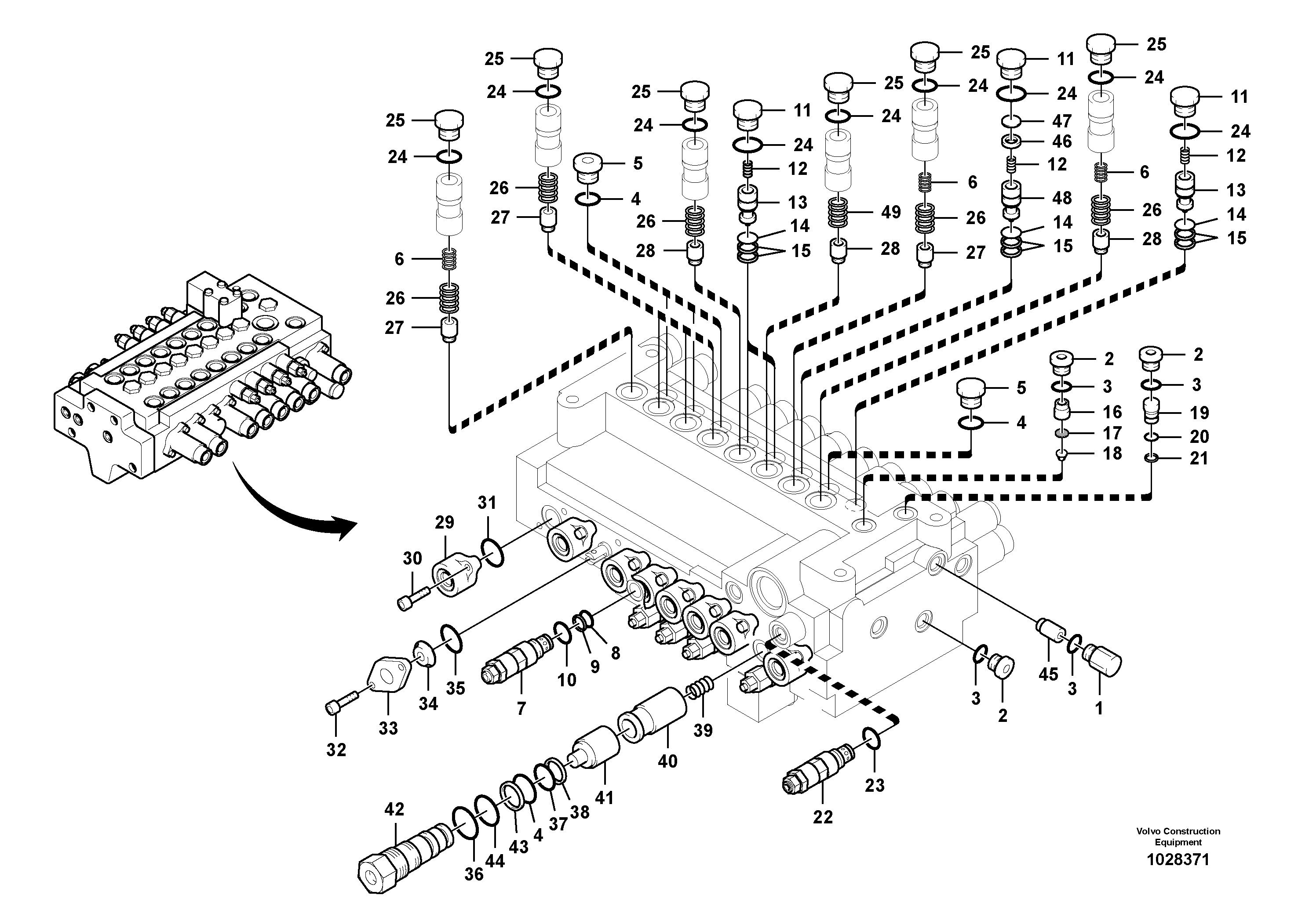 Схема запчастей Volvo ECR88 - 97298 Гидрораспределитель (главный управляющий клапан) ECR88 S/N 10001-14010
