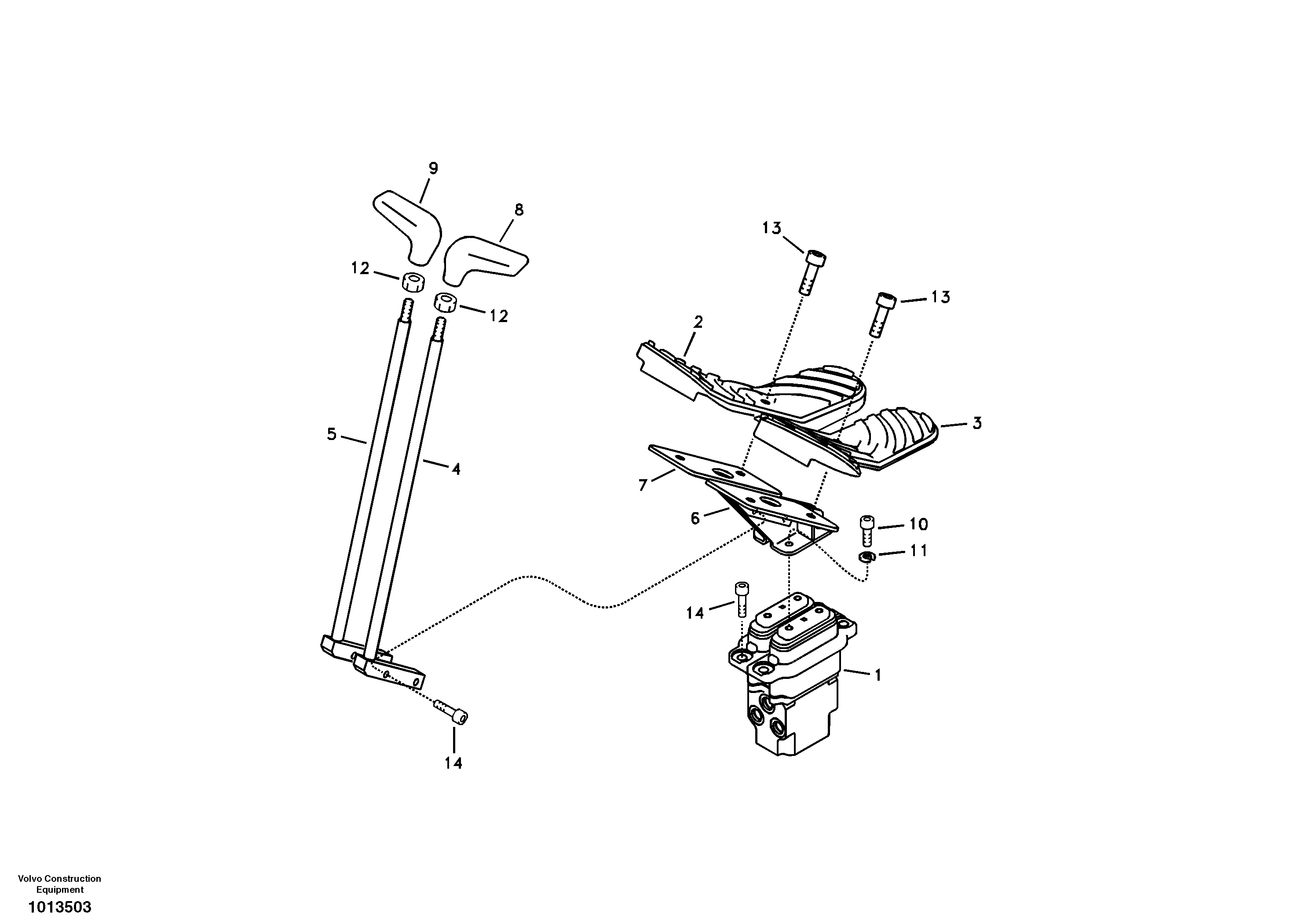 Схема запчастей Volvo ECR88 - 36302 Remote control valve pedal with fitting parts ECR88 S/N 10001-14010