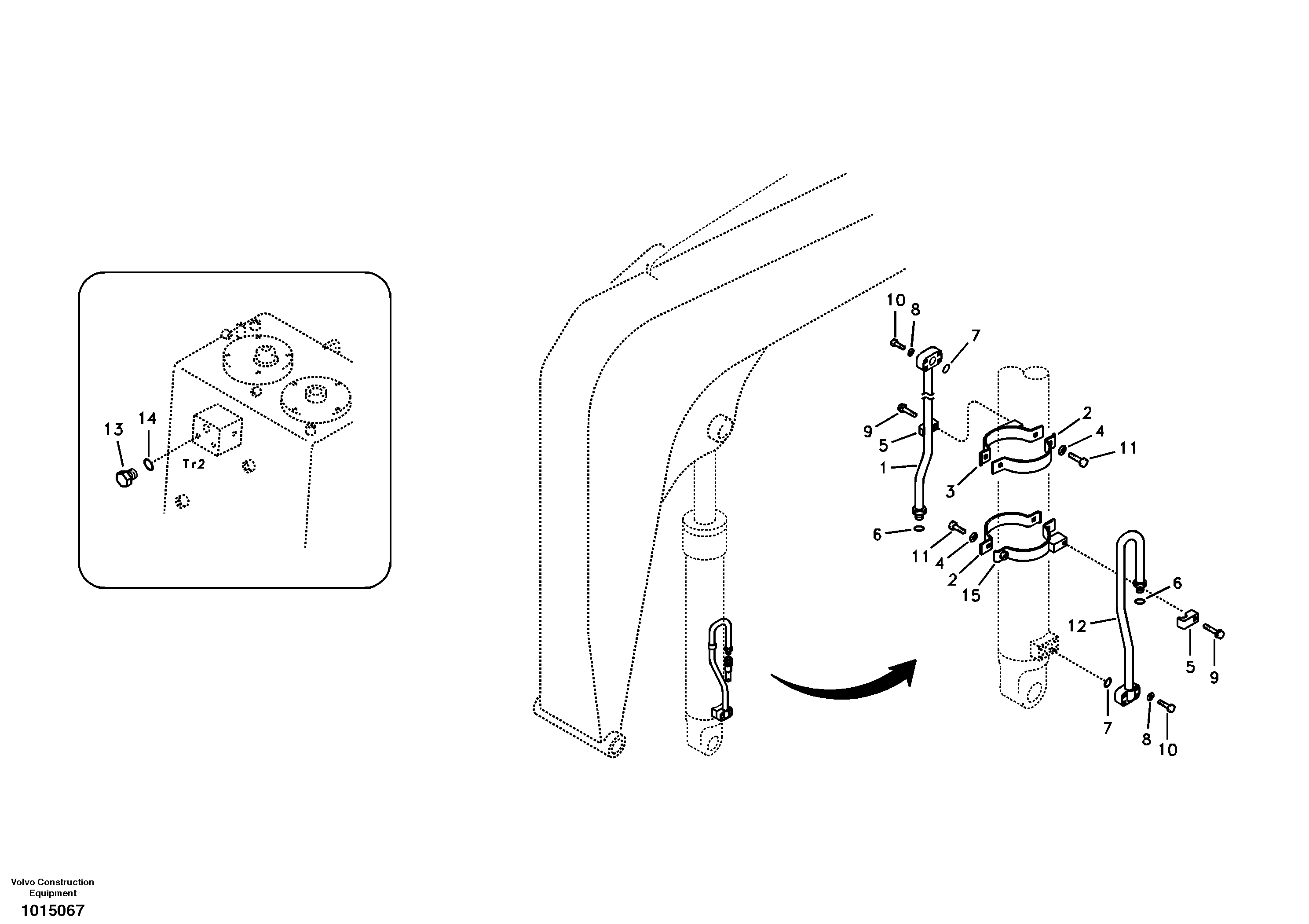 Схема запчастей Volvo ECR88 - 40134 Working hydraulic, boom cylinder ECR88 S/N 10001-14010