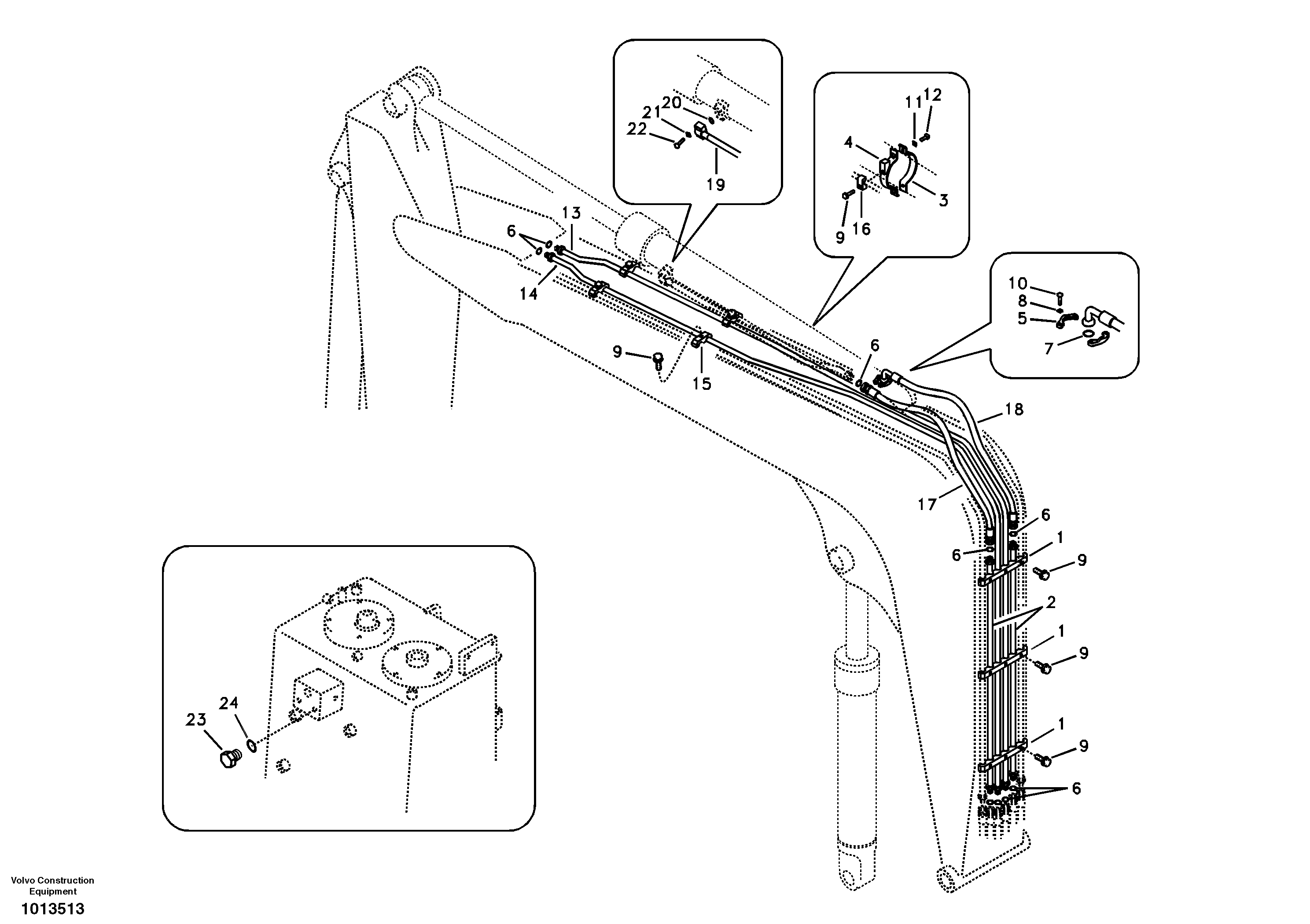 Схема запчастей Volvo ECR88 - 97018 Working hydraulic, dipper arm cylinder on boom ECR88 S/N 10001-14010