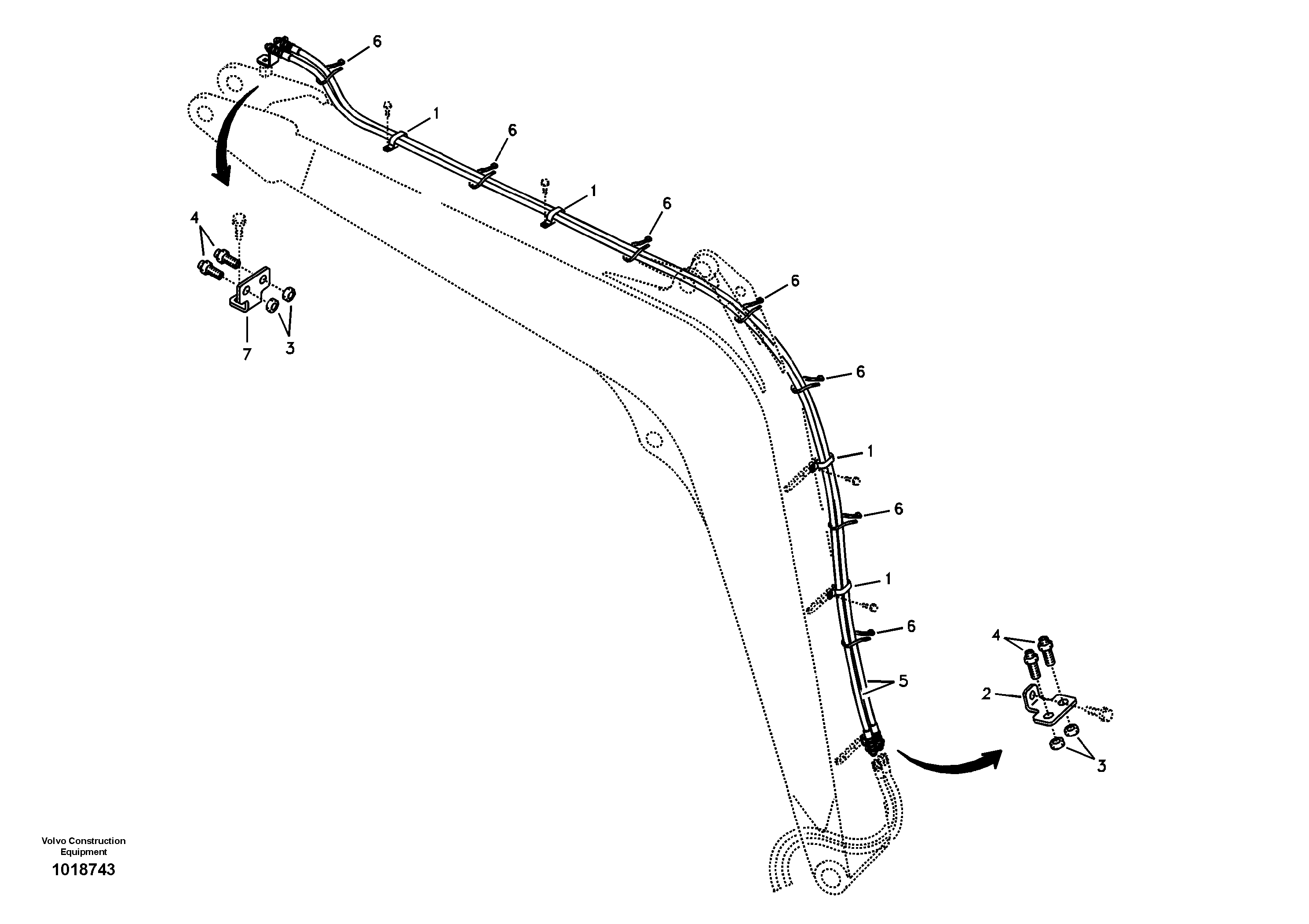 Схема запчастей Volvo ECR88 - 33570 Working hydraulic, slope and rotator on boom ECR88 S/N 10001-14010