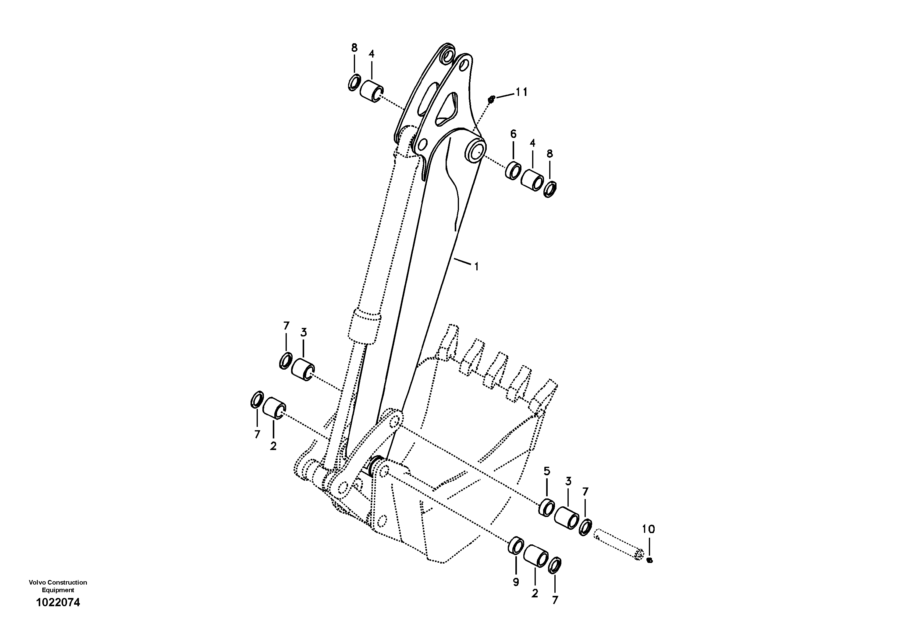 Схема запчастей Volvo ECR88 - 31648 Dipper arm and grease piping with piping seat ECR88 S/N 10001-14010