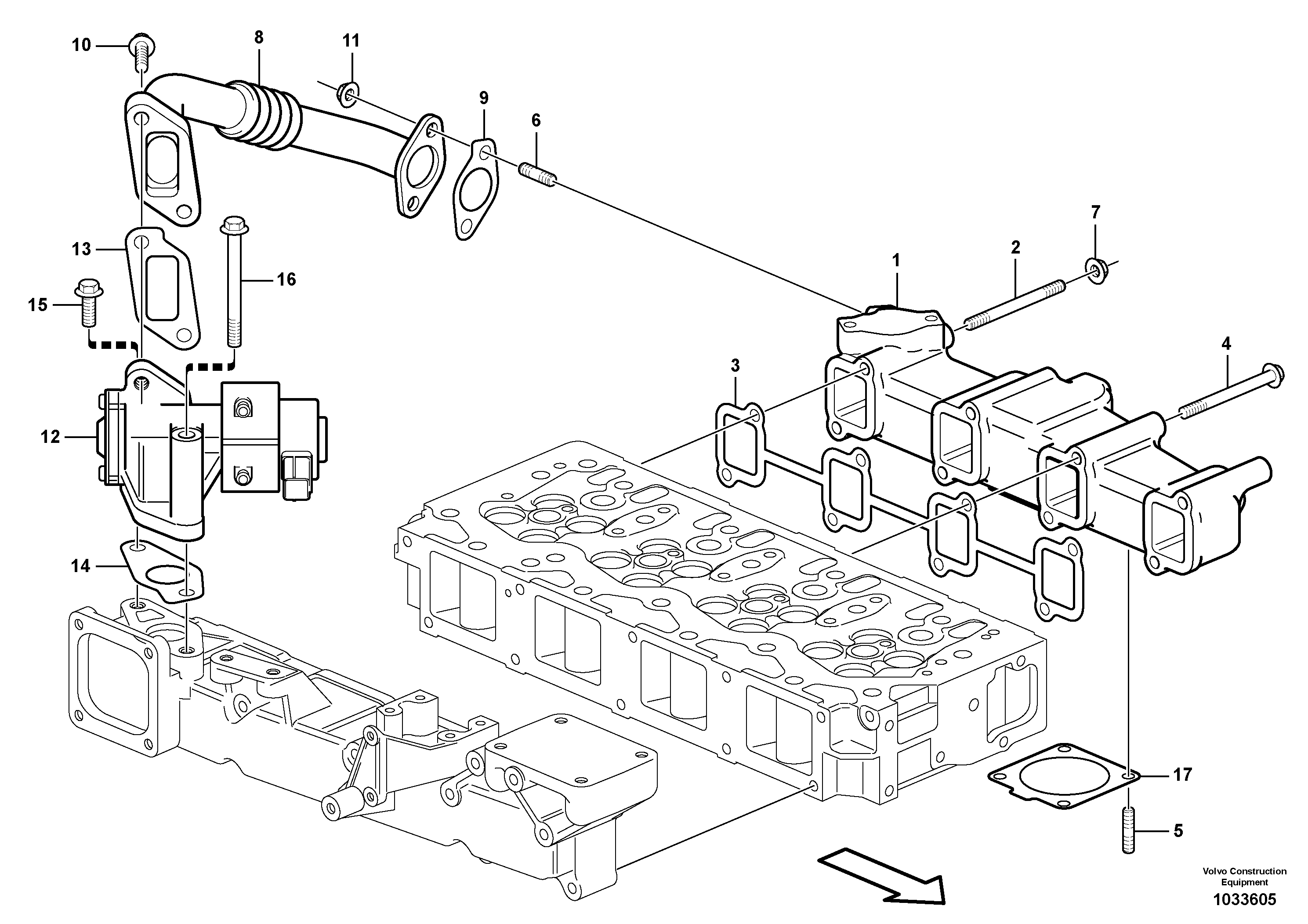 Схема запчастей Volvo ECR88 - 18893 Коллектор (труба) выпускной ECR88 S/N 14011-