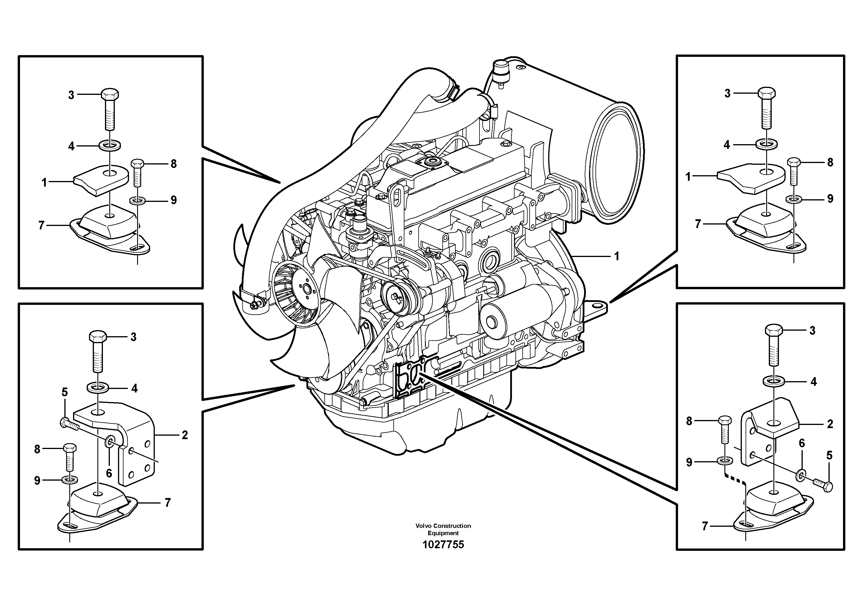 Схема запчастей Volvo EC35C - 23521 Установка двигателя EC35C