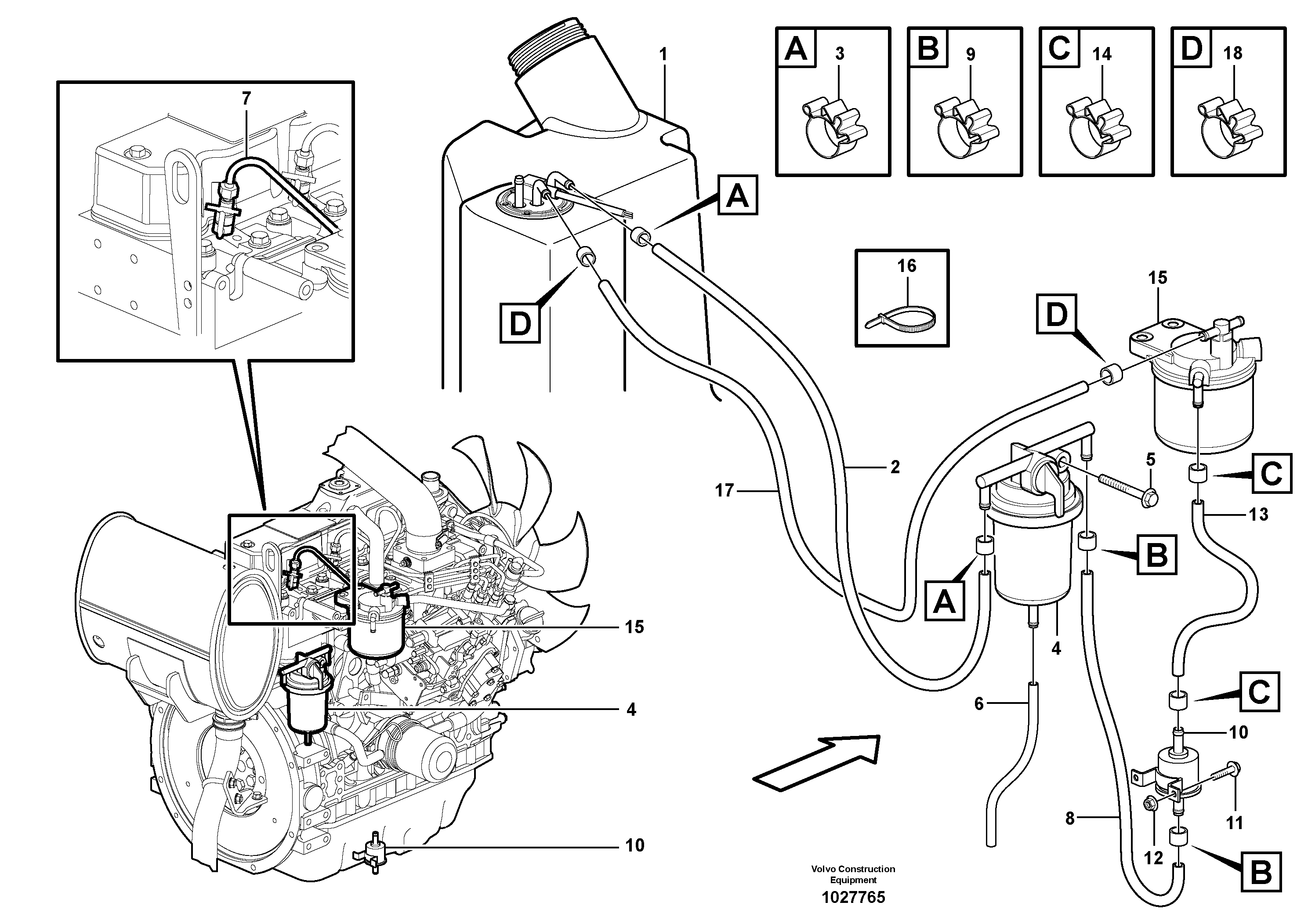 Схема запчастей Volvo EC35C - 50945 Fuel pipes EC35C