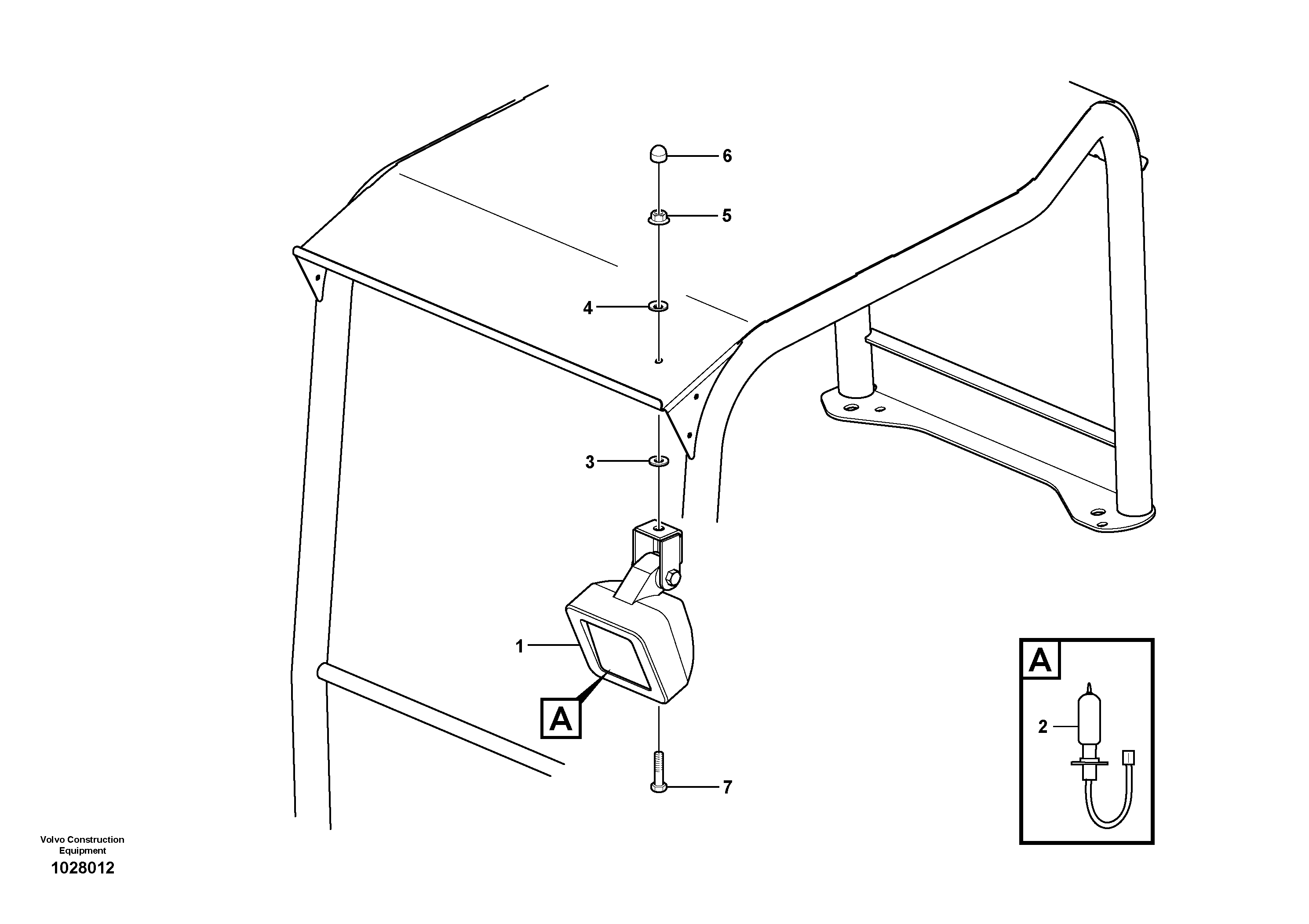 Схема запчастей Volvo EC35C - 30619 Front headlight on canopy EC35C