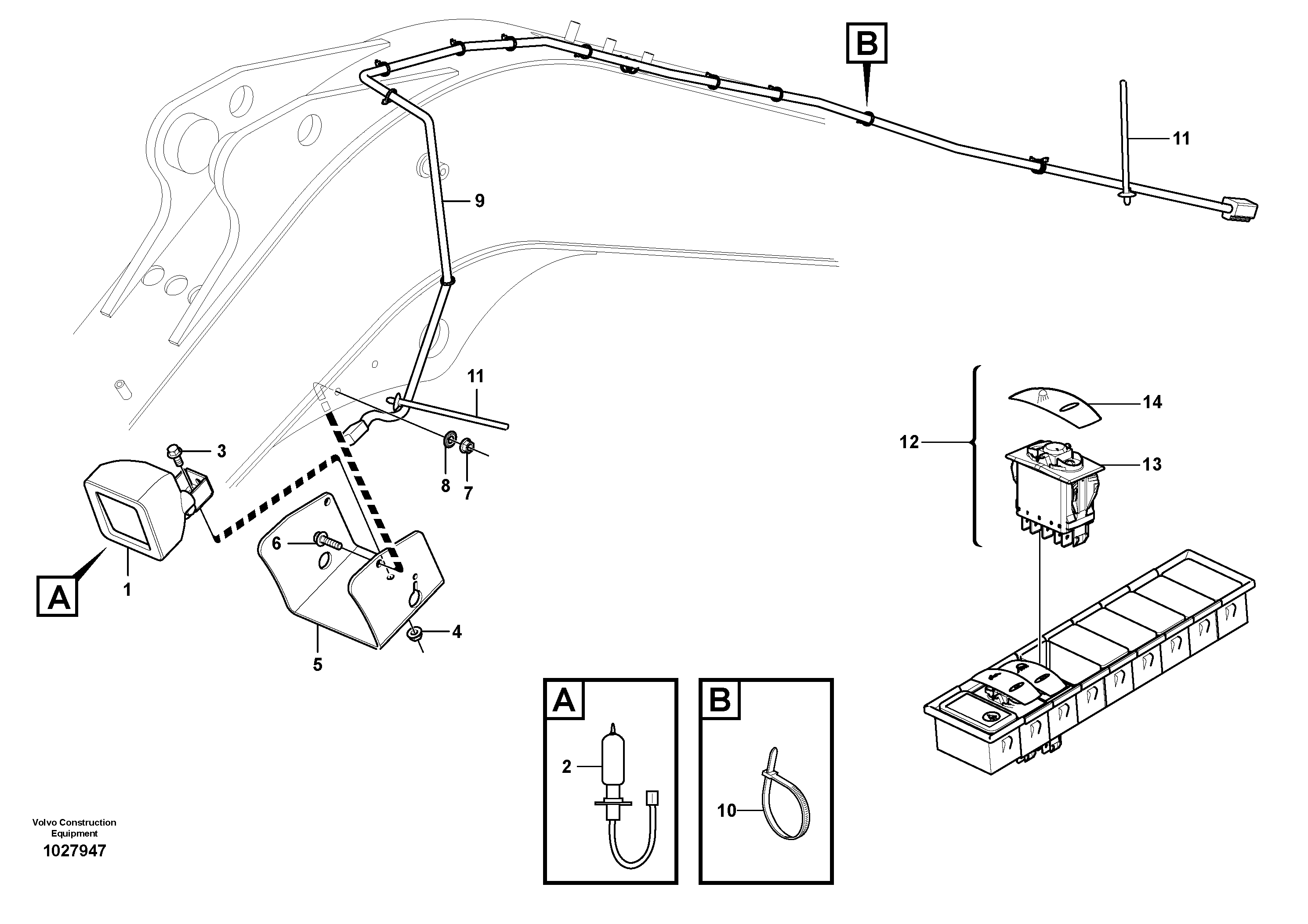 Схема запчастей Volvo EC35C - 99680 Work light on boom EC35C