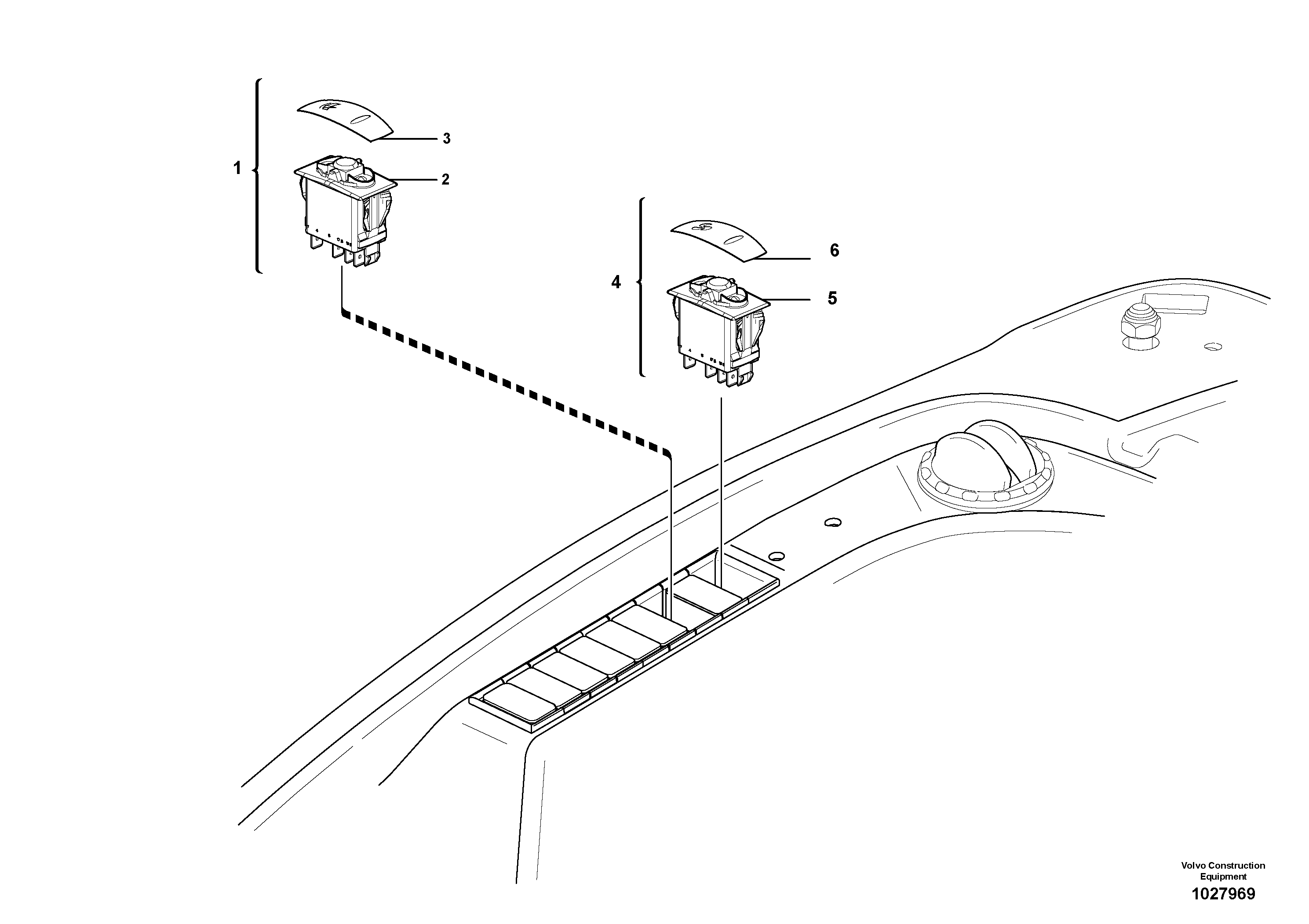 Схема запчастей Volvo EC35C - 105161 Switches, windshield wiper and heater EC35C