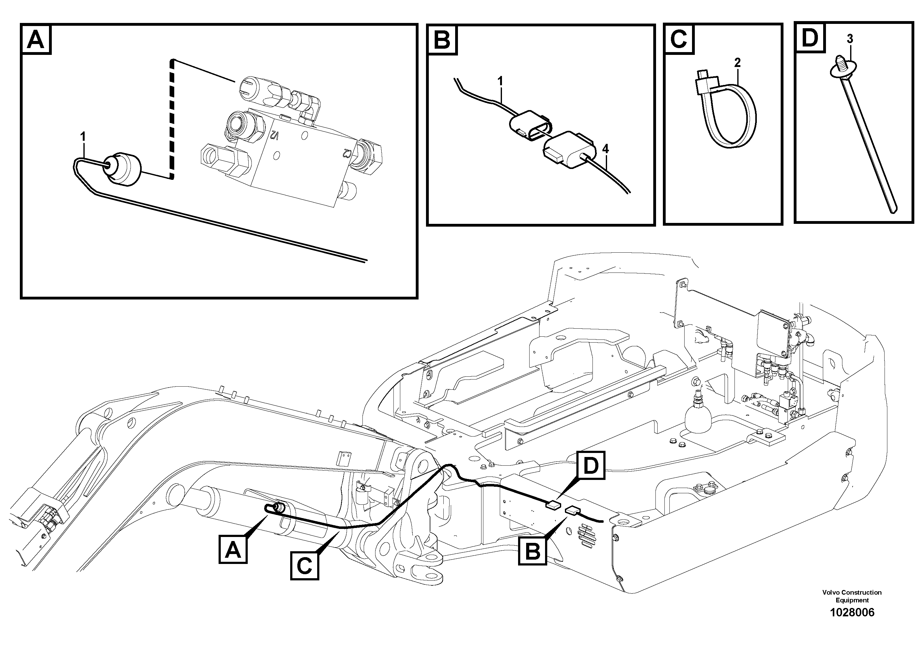 Схема запчастей Volvo EC35C - 28402 Cable harness to safety valve on boom EC35C