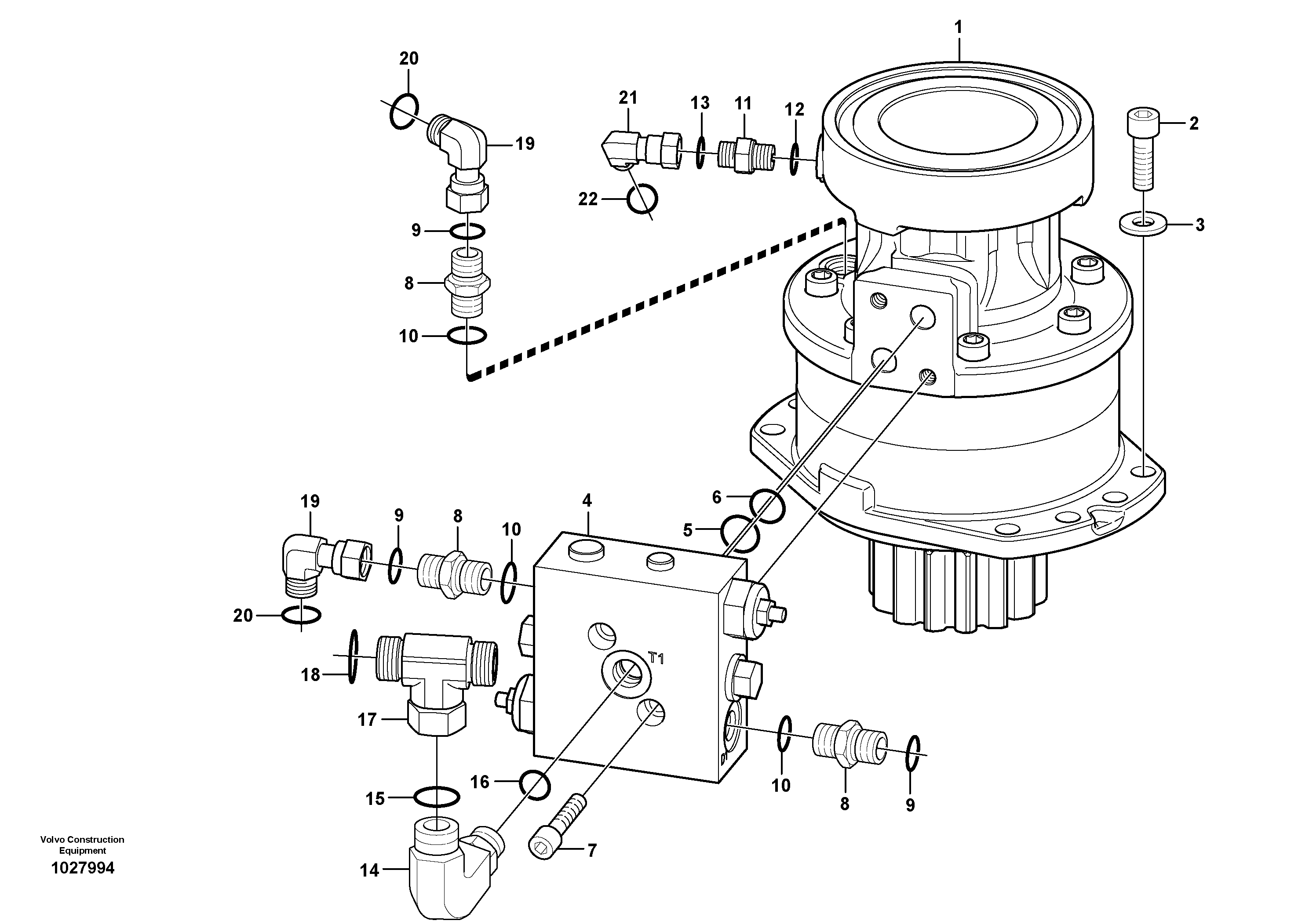 Схема запчастей Volvo EC35C - 104585 Swing motor with mounting parts EC35C