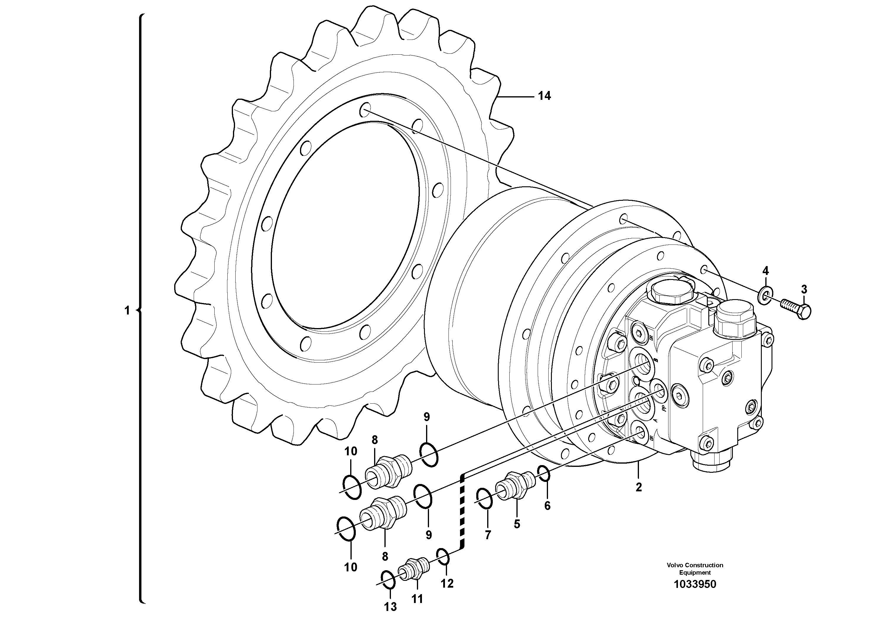 Схема запчастей Volvo EC35C - 38123 Travel motor with mounting parts EC35C