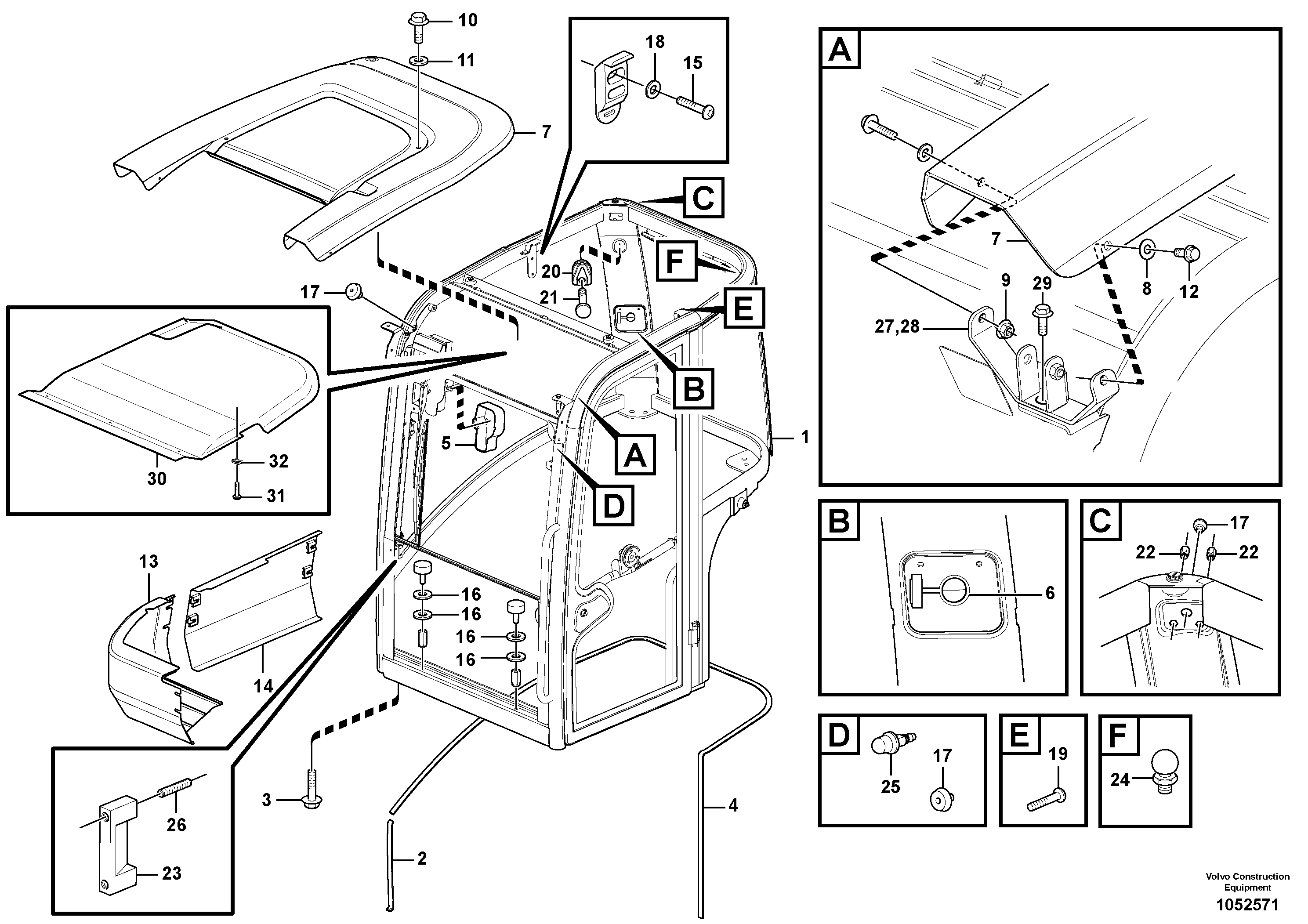 Схема запчастей Volvo EC35C - 82046 Operators cab EC35C