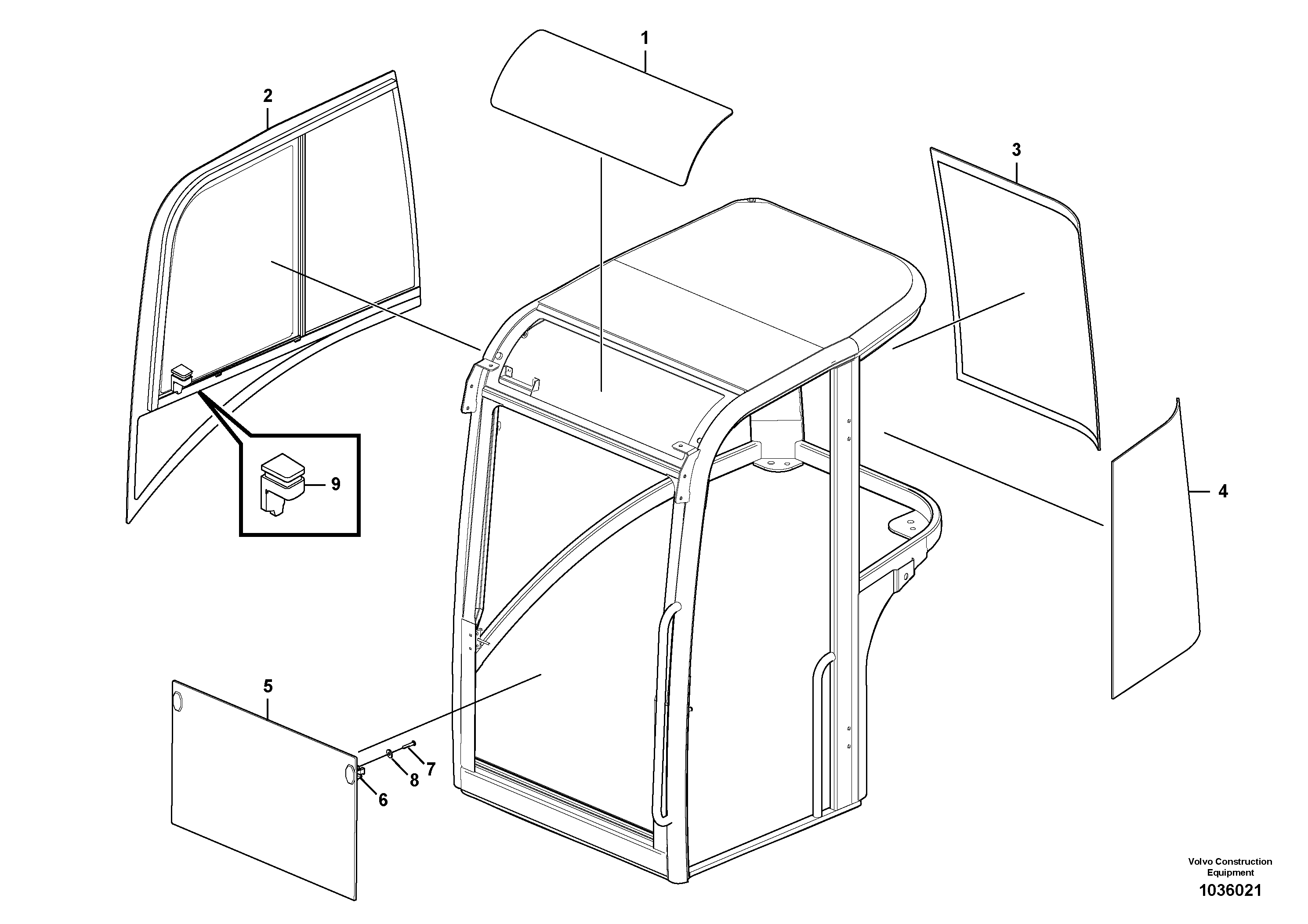 Схема запчастей Volvo EC35C - 91782 Cab : glass EC35C