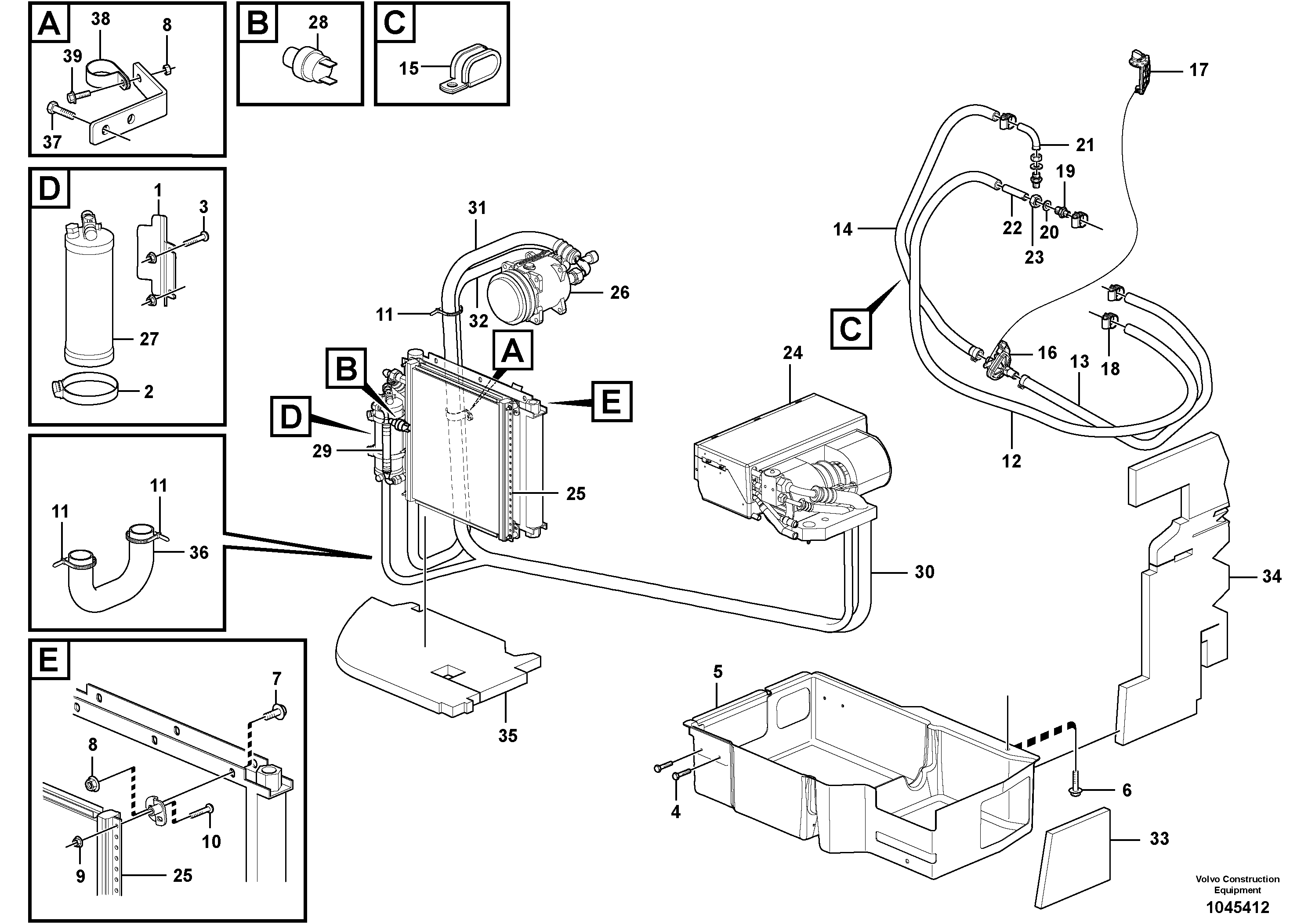Схема запчастей Volvo EC35C - 102929 Air conditioning, climate unit EC35C