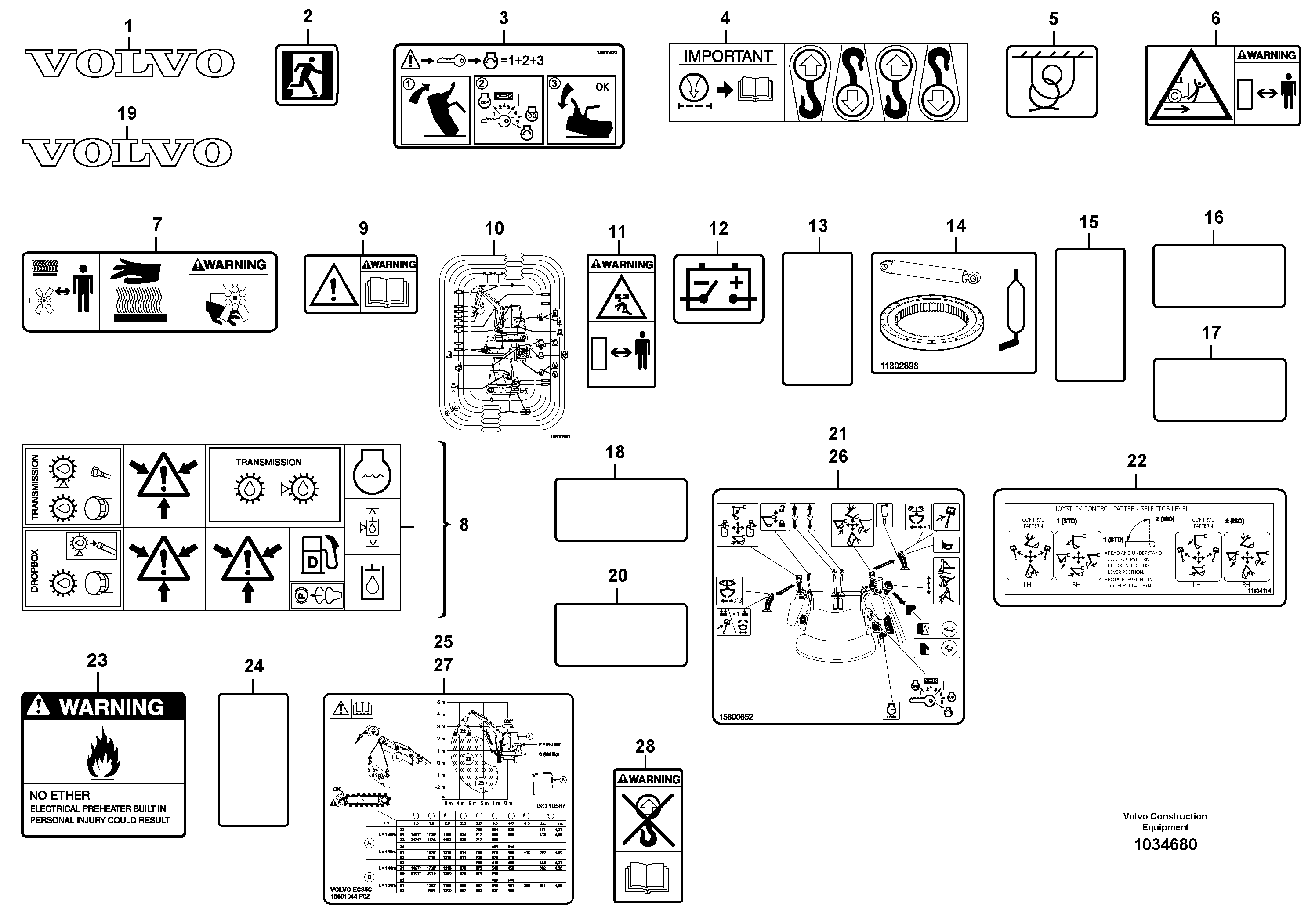 Схема запчастей Volvo EC35C - 65559 Sign plates and decals EC35C