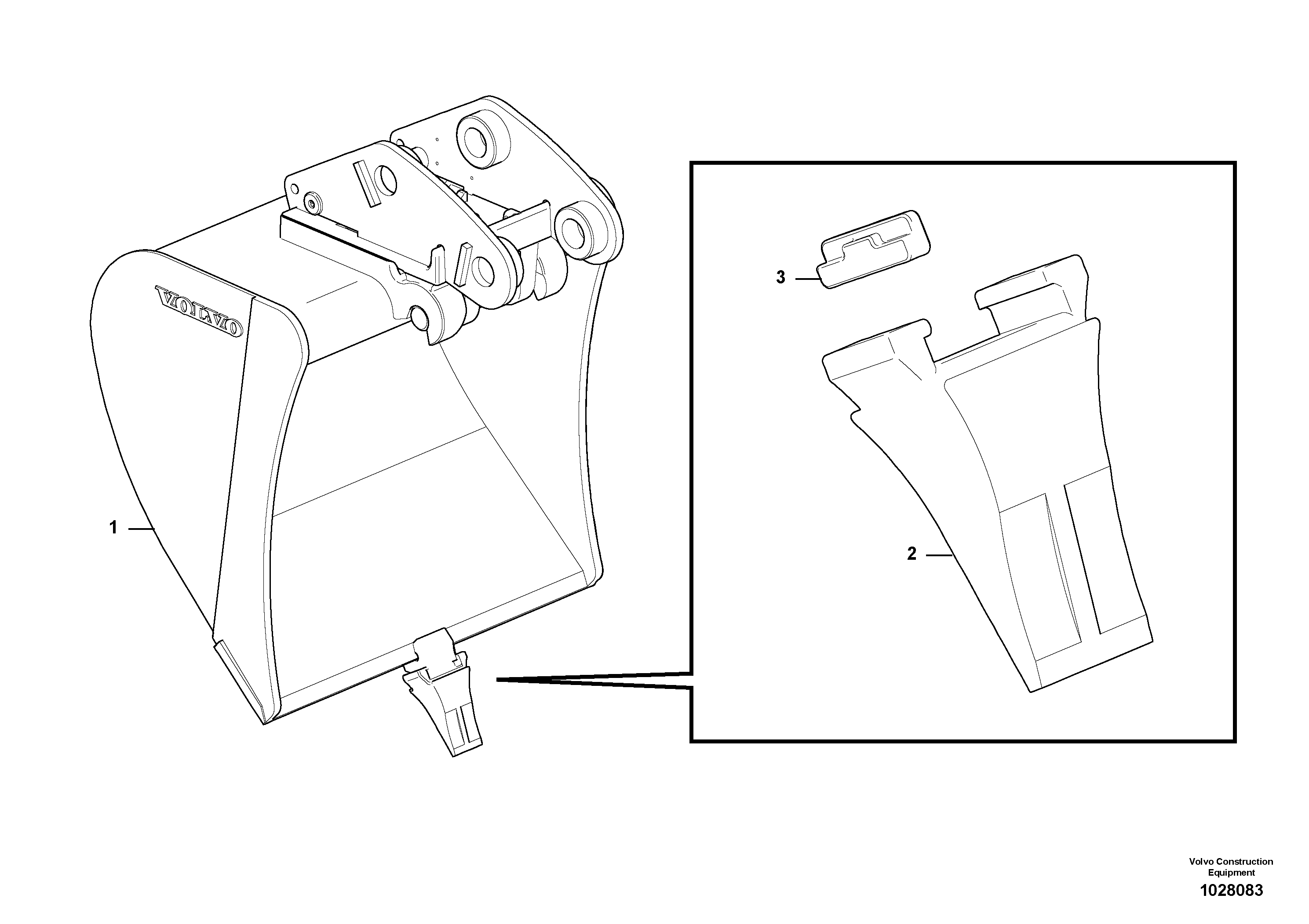 Схема запчастей Volvo EC35C - 82833 Ковш ATTACHMENTS ATT. COMPACT EXCAVATORS BUCKET&HAMMER