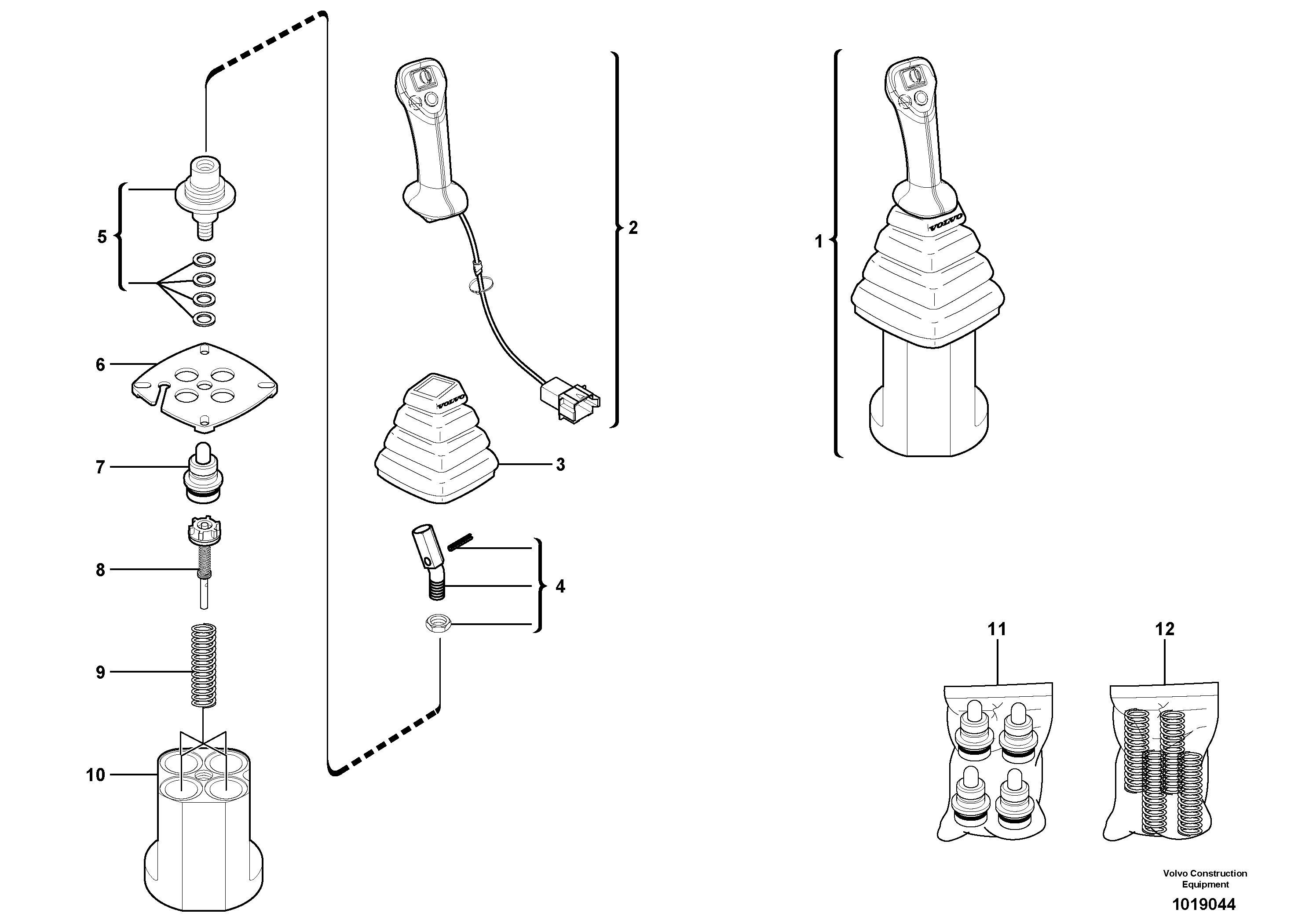 Схема запчастей Volvo EC35C - 23166 Control lever : boom / bucket ( right ) EC35C