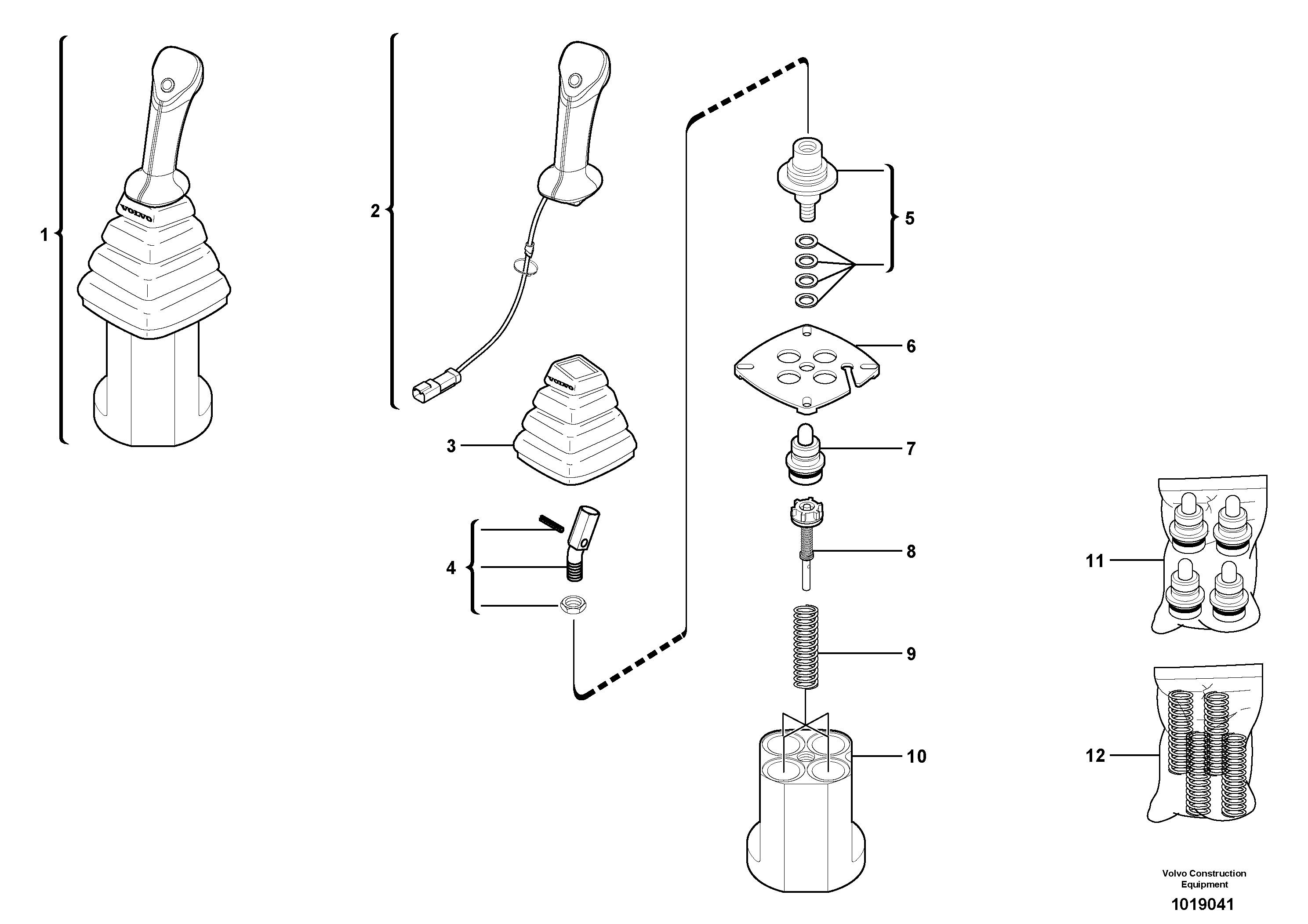 Схема запчастей Volvo EC35C - 27738 Control lever : dipper arm / slewing ( left ) EC35C