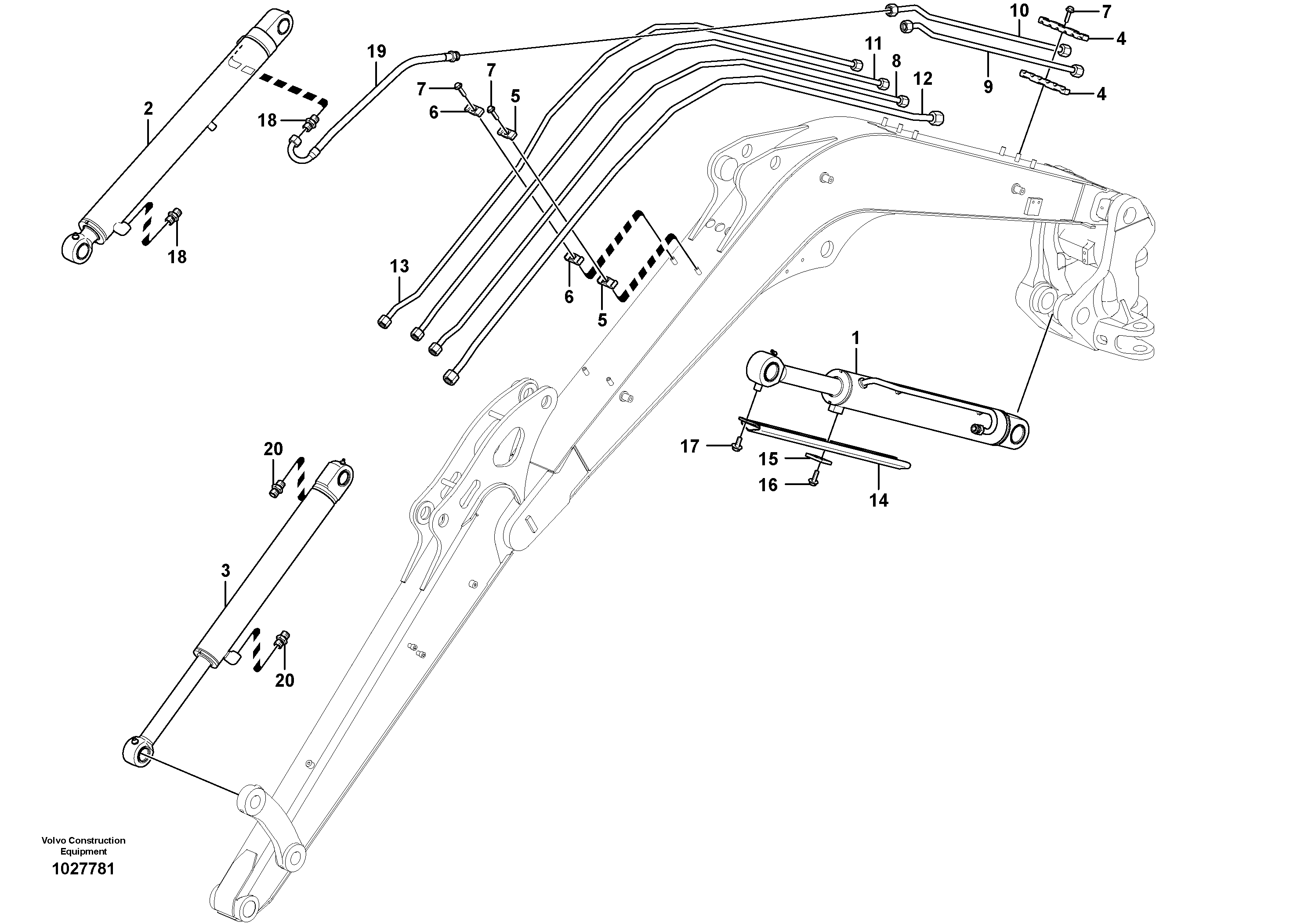 Схема запчастей Volvo EC35C - 102705 Hydraulic circuit ( boom ) EC35C