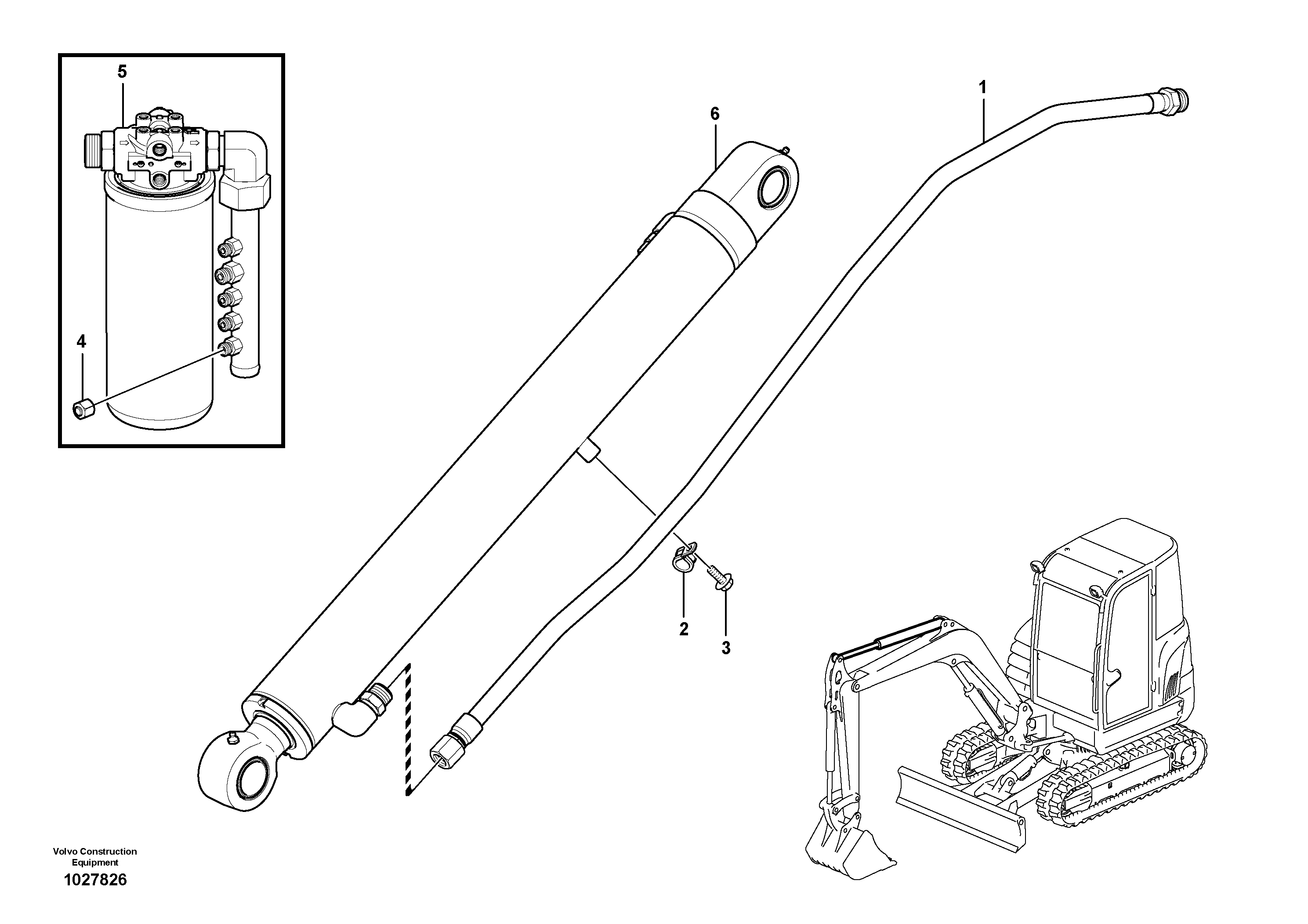 Схема запчастей Volvo EC35C - 28437 Working hydraulic, boom EC35C