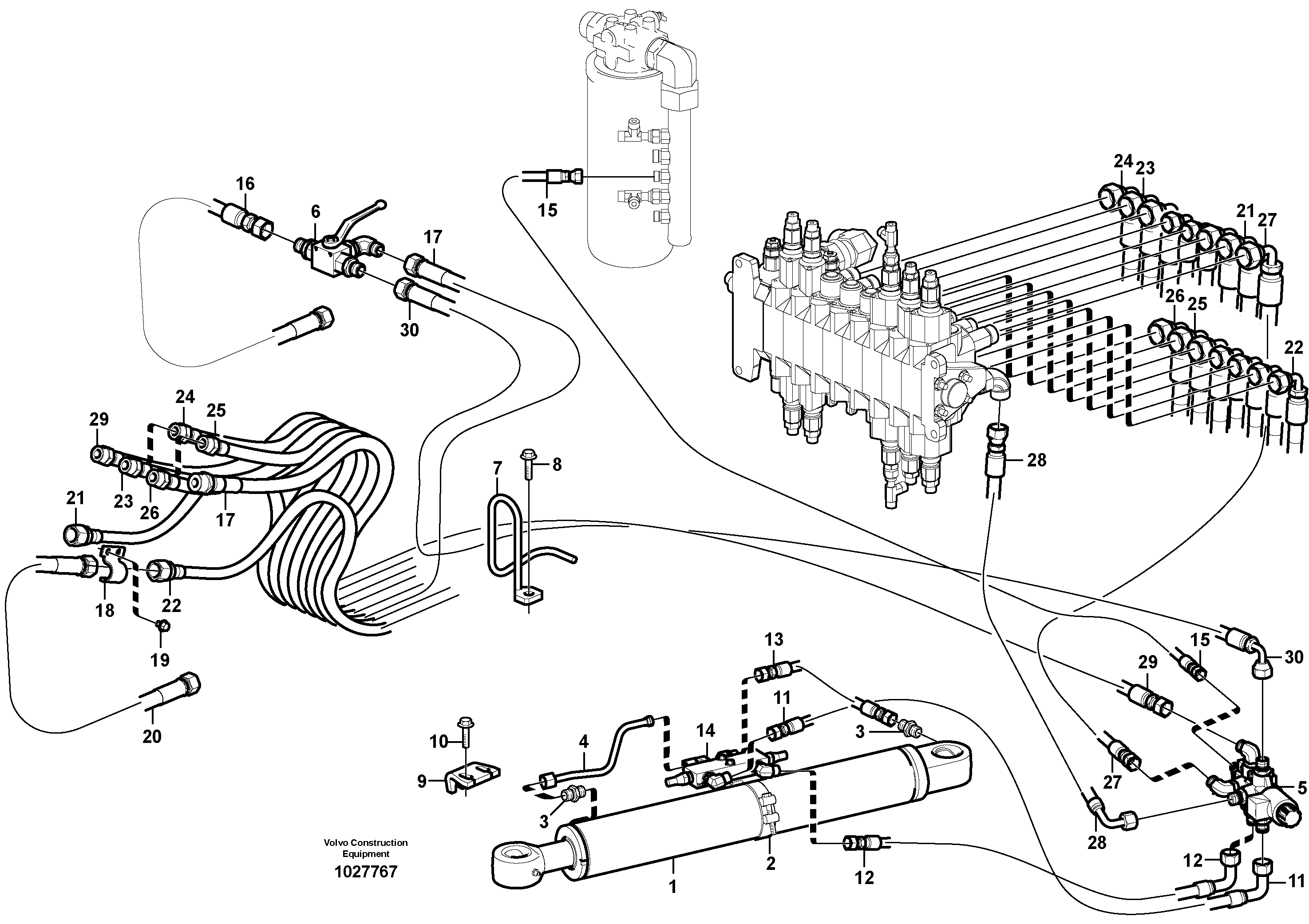 Схема запчастей Volvo EC35C - 7449 Hydraulic circuit ( platform/balancing valve/offset cylinder ) EC35C