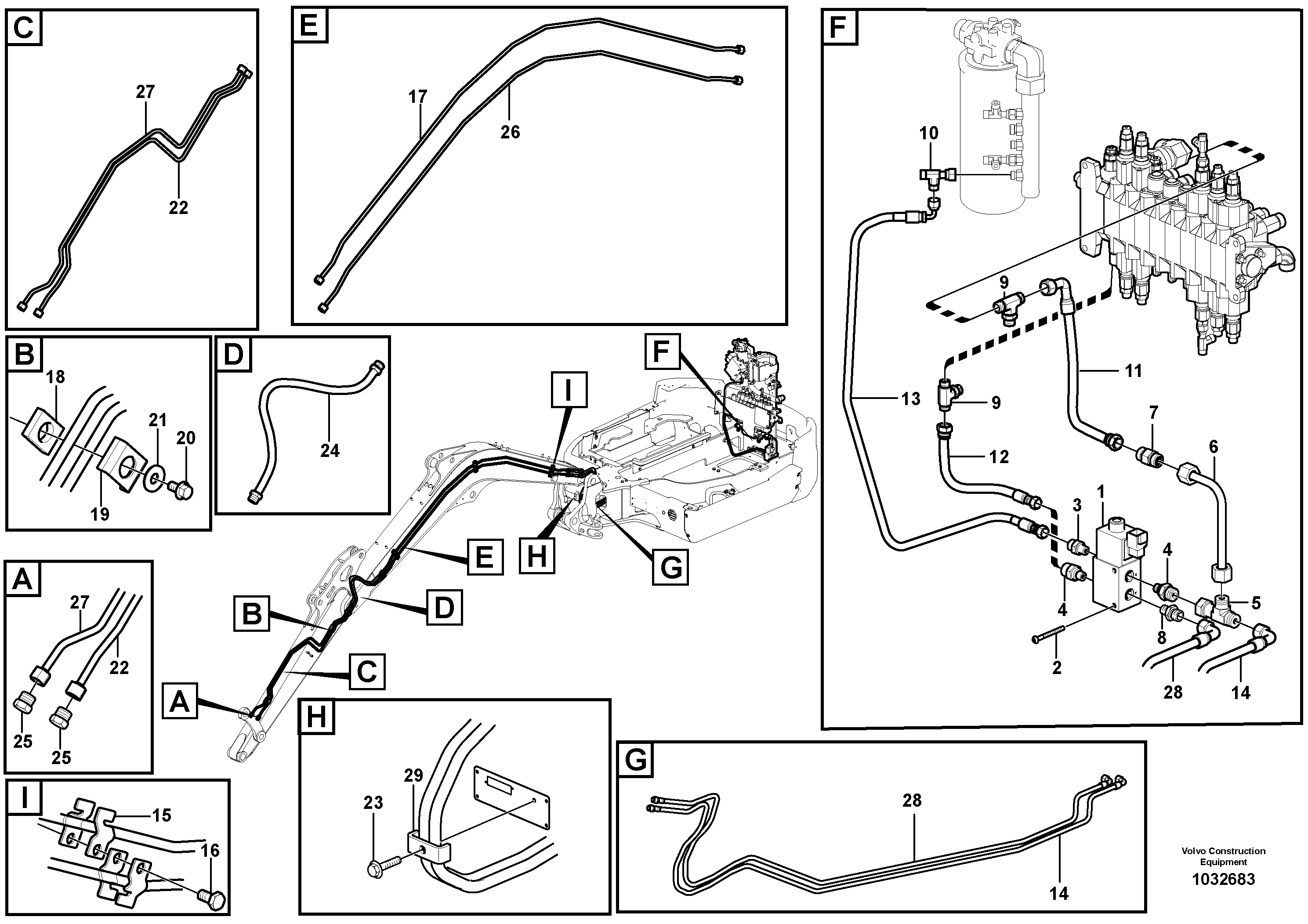 Схема запчастей Volvo EC35C - 36195 Hyd. circuit (quickfit/double-acting) EC35C