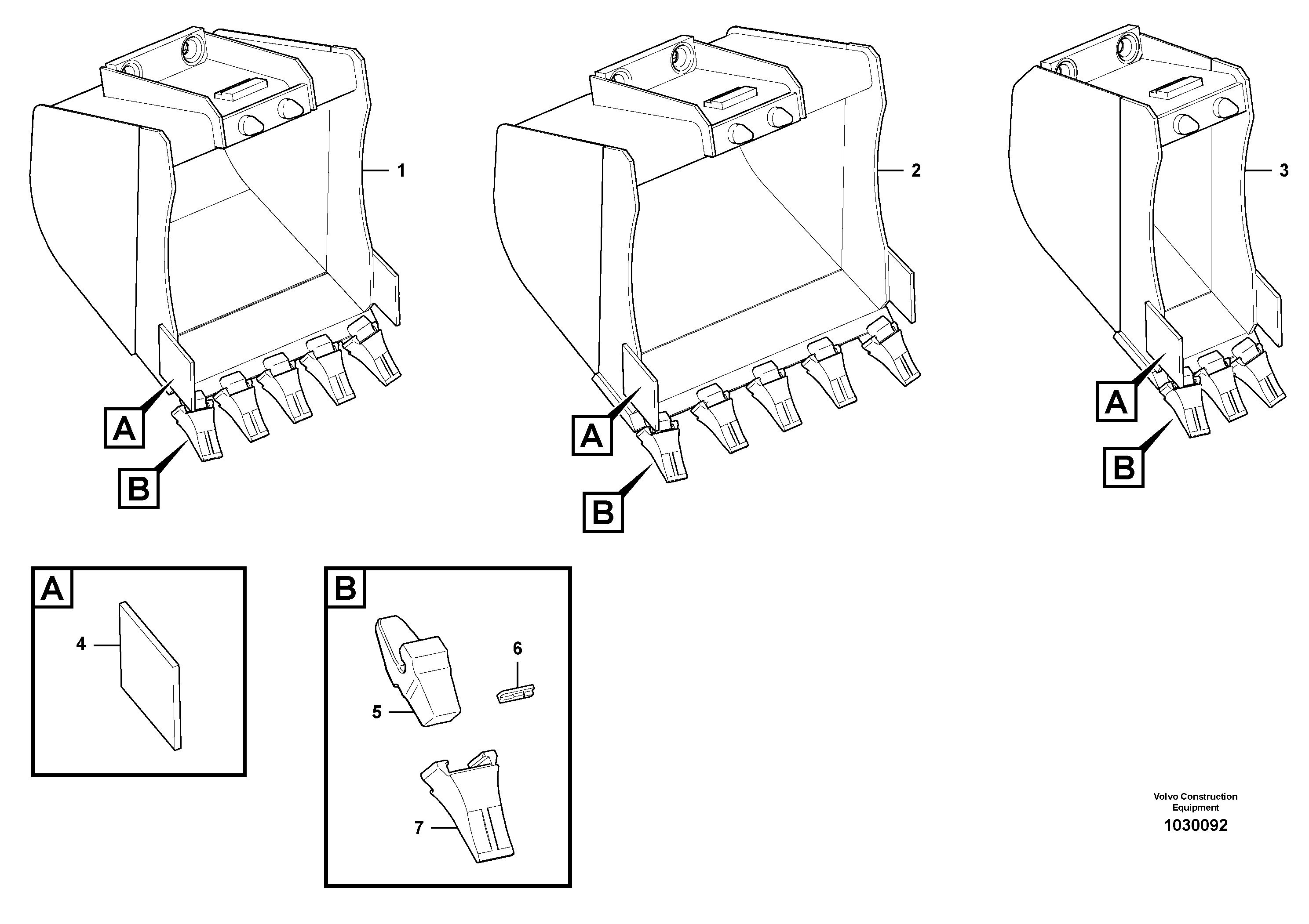Схема запчастей Volvo EC35C - 101307 Buckets for Quickfit EC35C
