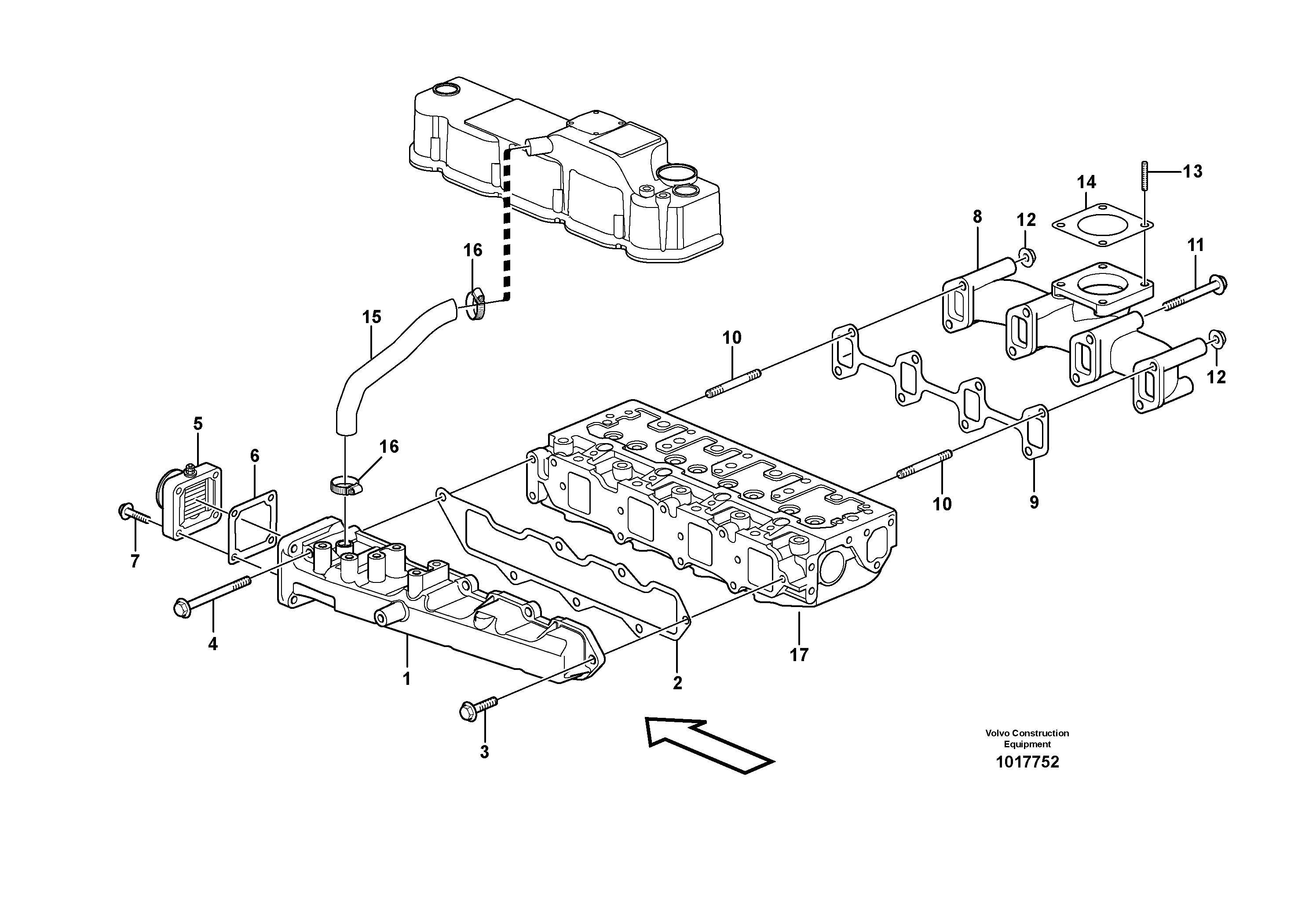 Схема запчастей Volvo ECR48C - 30173 Inlet manifold and exhaust manifold ECR48C