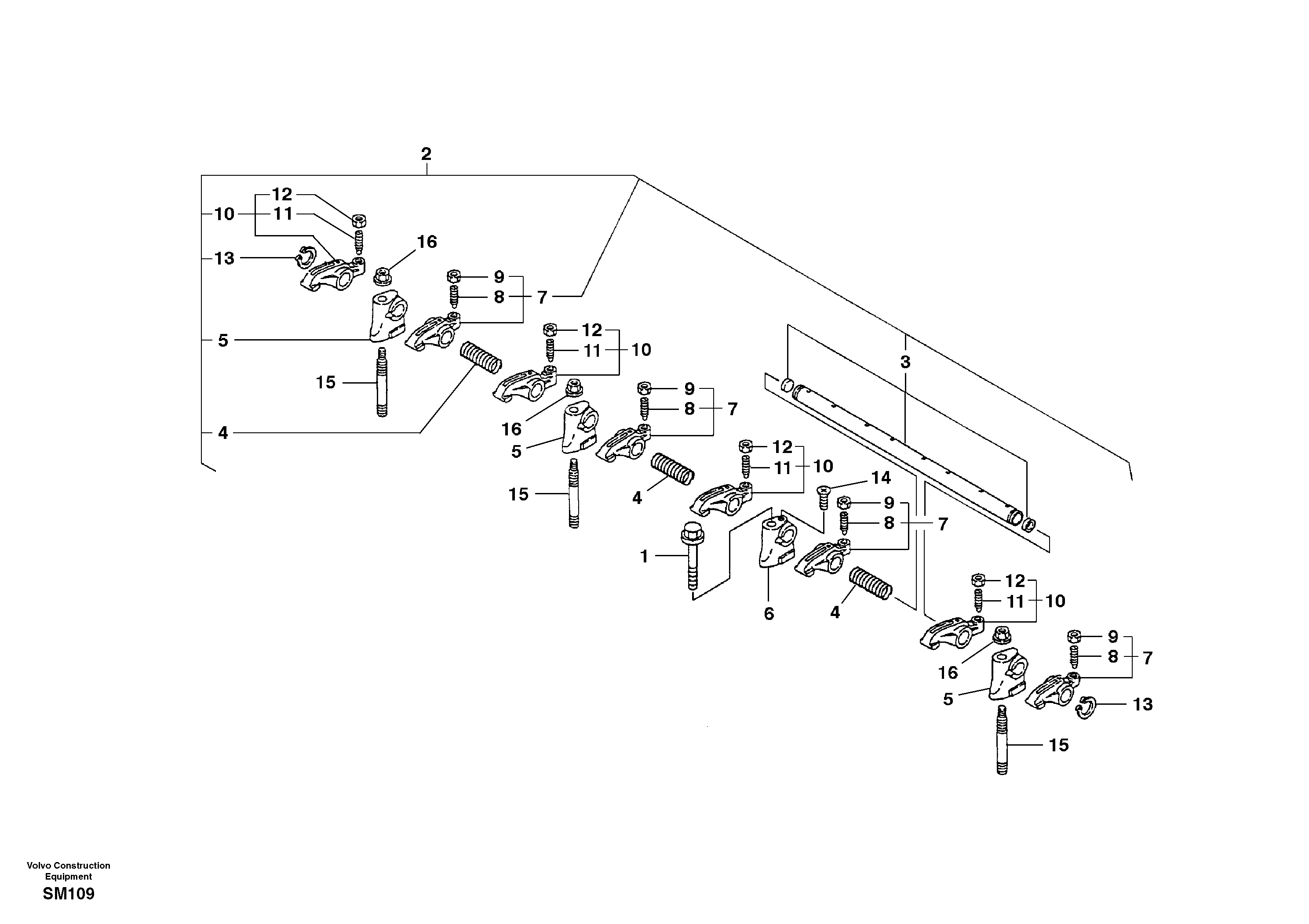Схема запчастей Volvo EW55 SER NO 5630- - 11529 Коромысло клапанов 