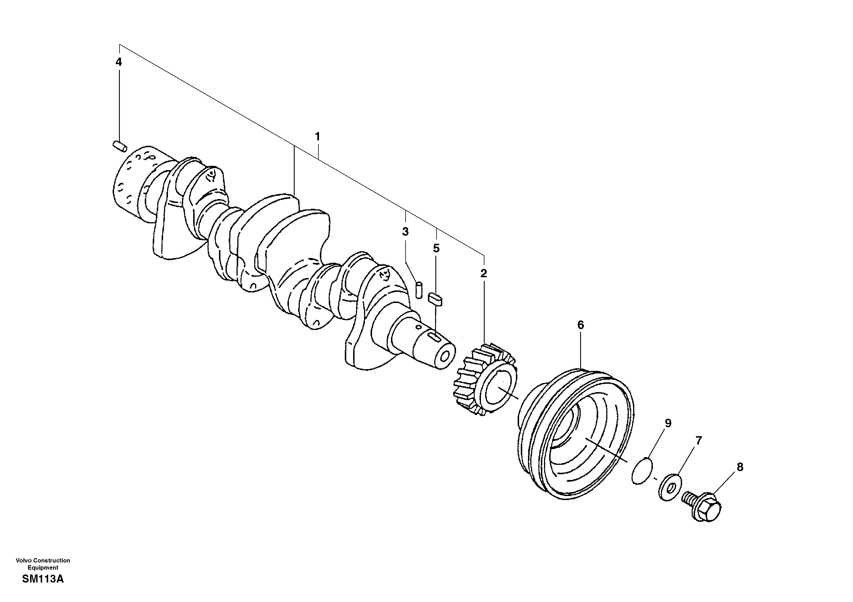 Схема запчастей Volvo EW55 SER NO 5630- - 60314 Коленчатый вал (коленвал) 