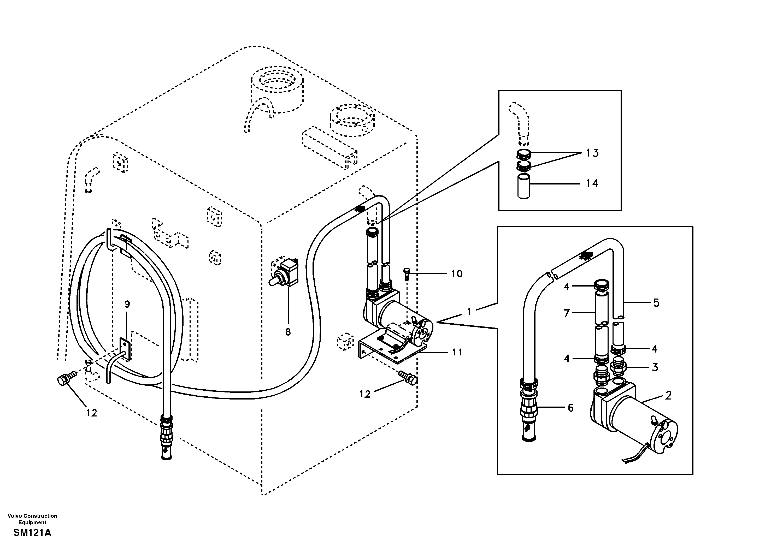 Схема запчастей Volvo EW55 SER NO 5630- - 21063 Fuel filling pump 