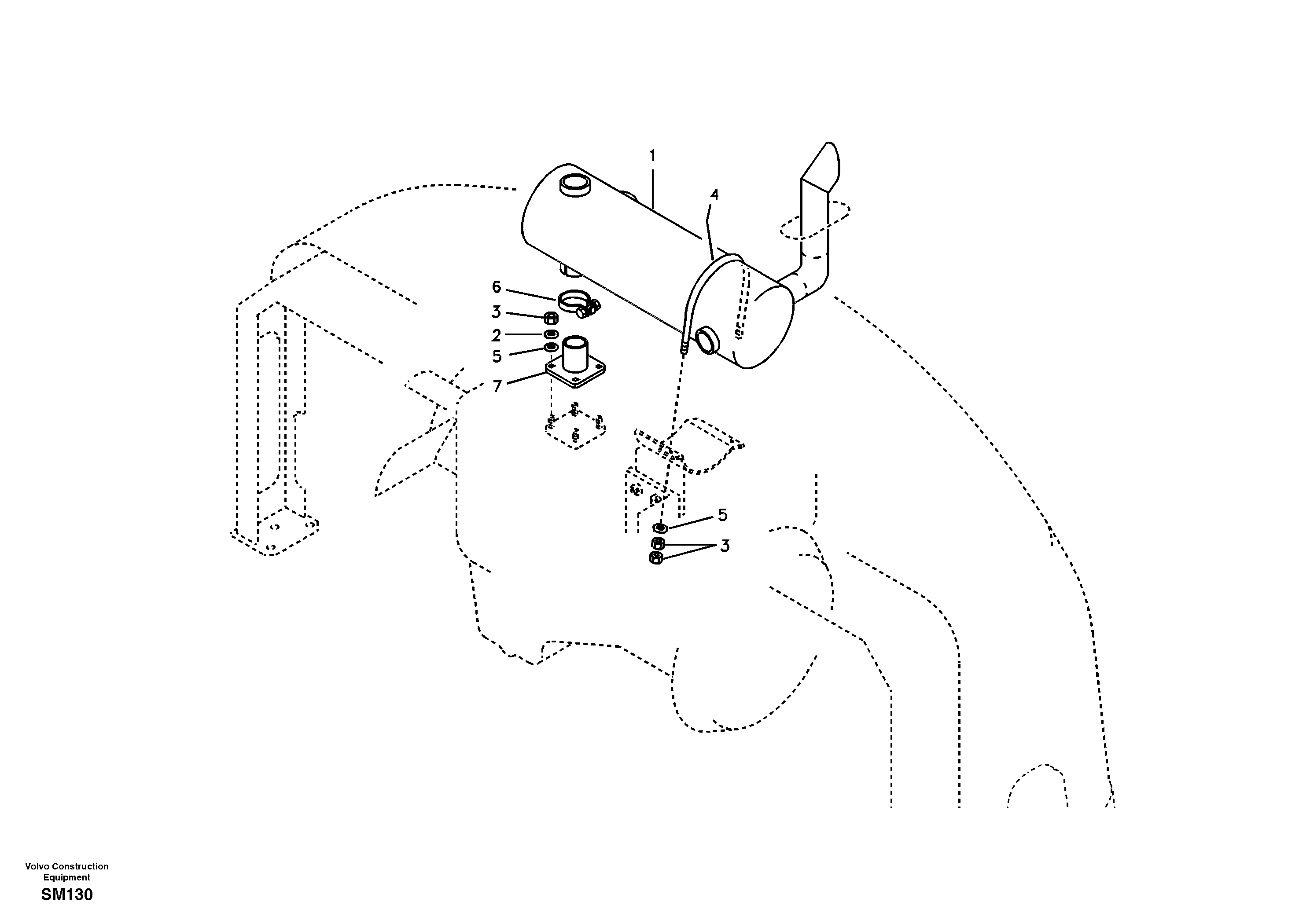 Схема запчастей Volvo EW55 SER NO 5630- - 11537 Выхлопная система 