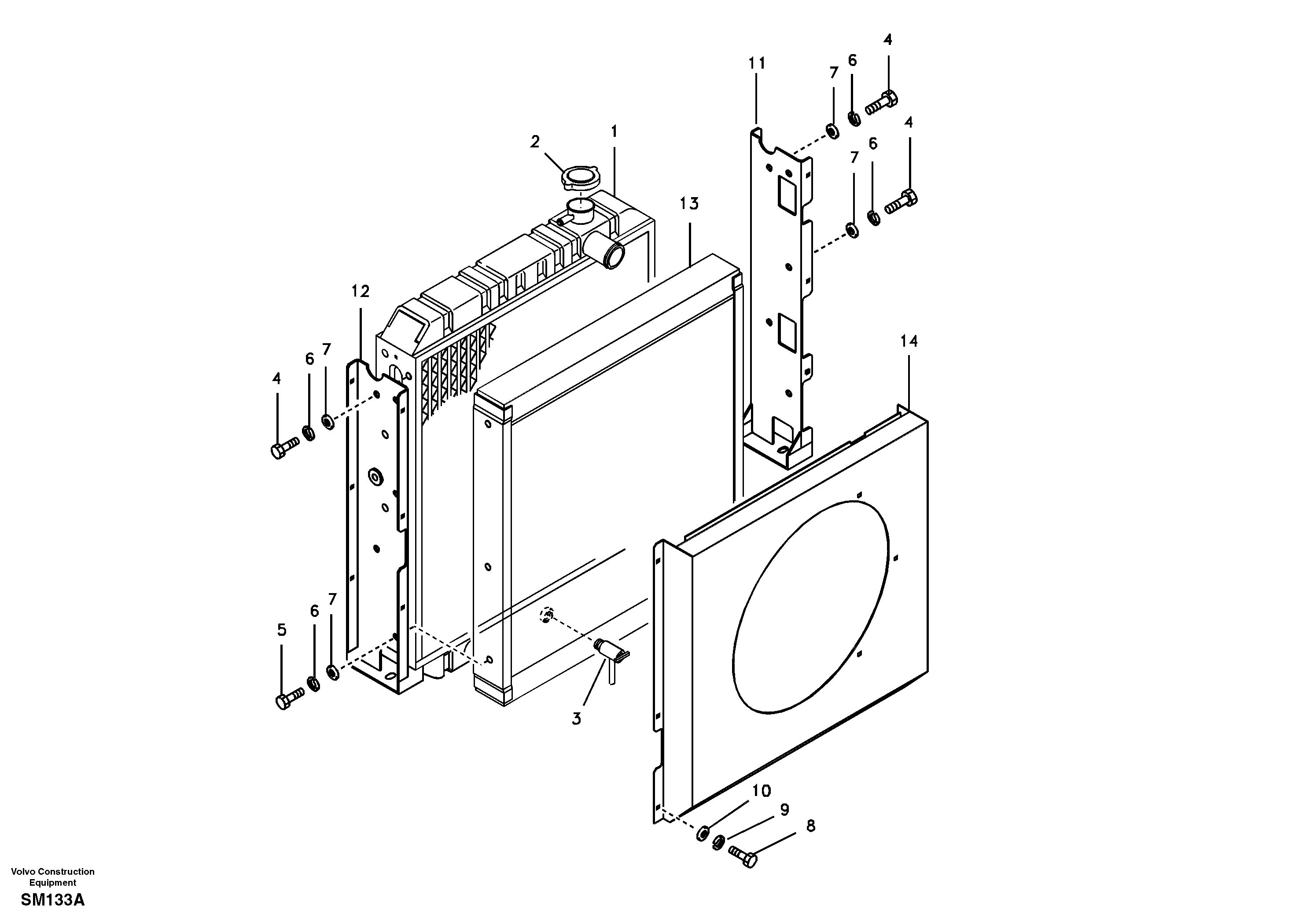 Схема запчастей Volvo EW55 SER NO 5630- - 11567 Радиатор 