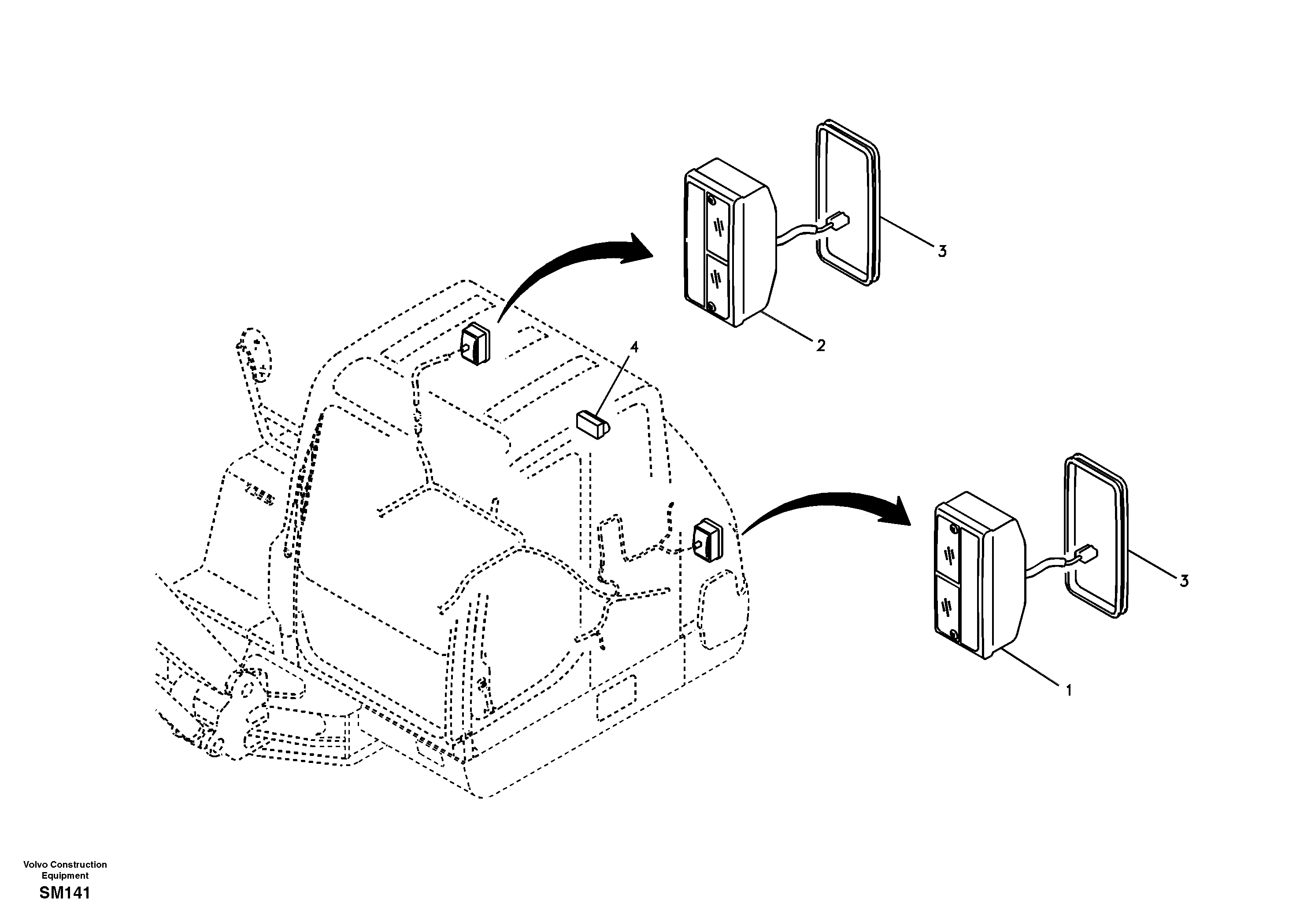 Схема запчастей Volvo EW55 SER NO 5630- - 11799 Lighting, rear 