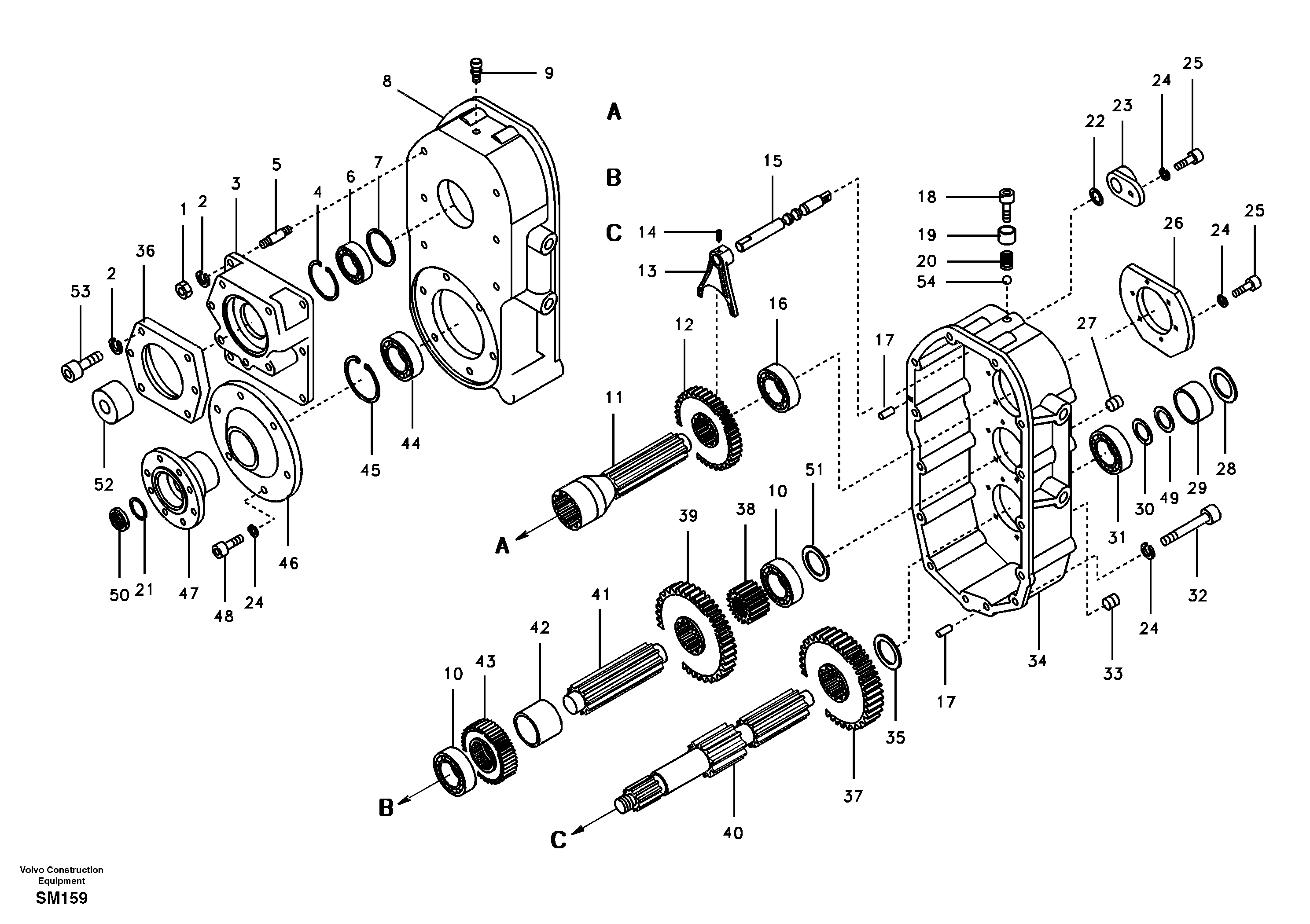 Схема запчастей Volvo EW55 SER NO 5630- - 102737 Input shaft, housing 