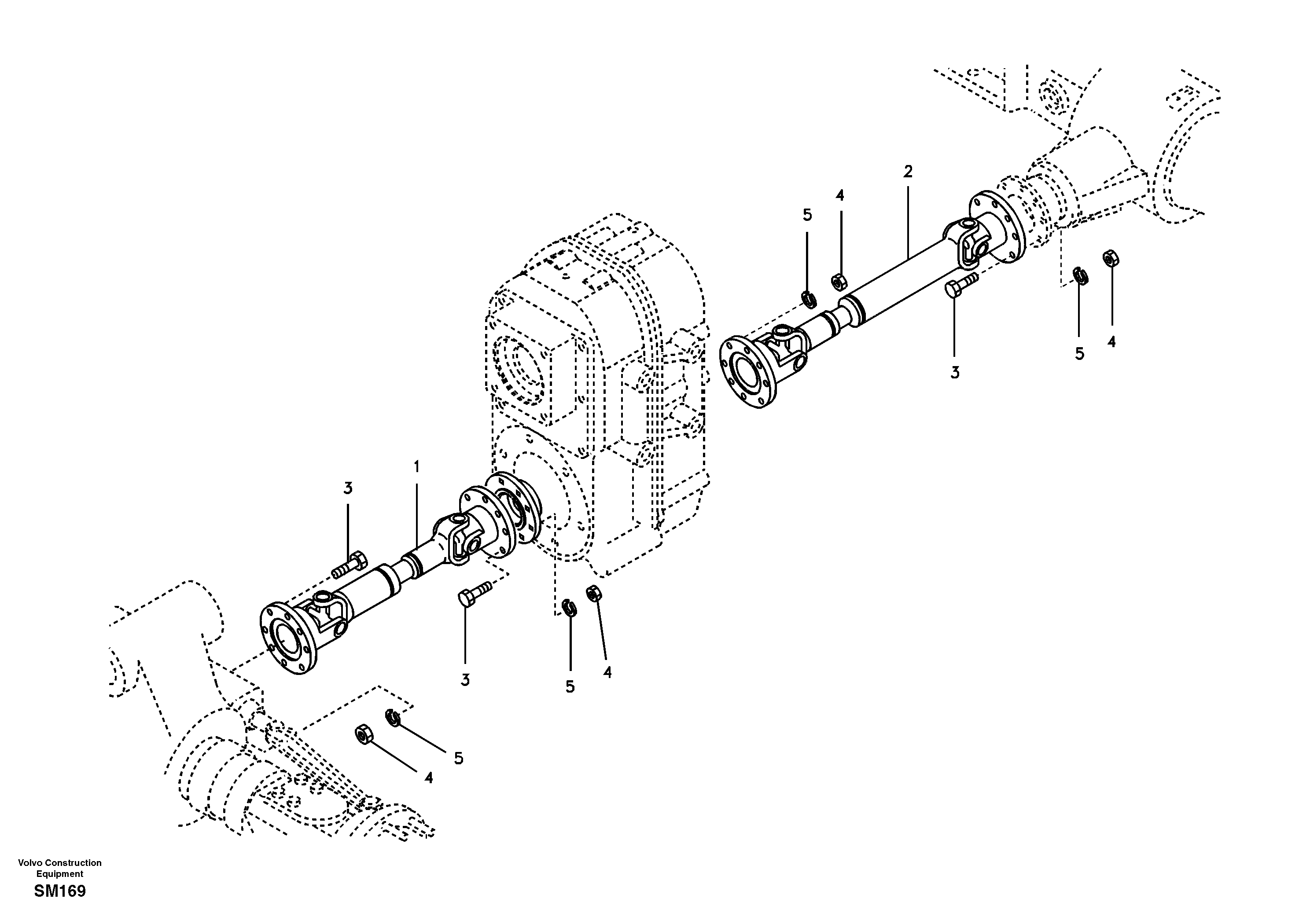 Схема запчастей Volvo EW55 SER NO 5630- - 29181 Propeller shaft, mounting 