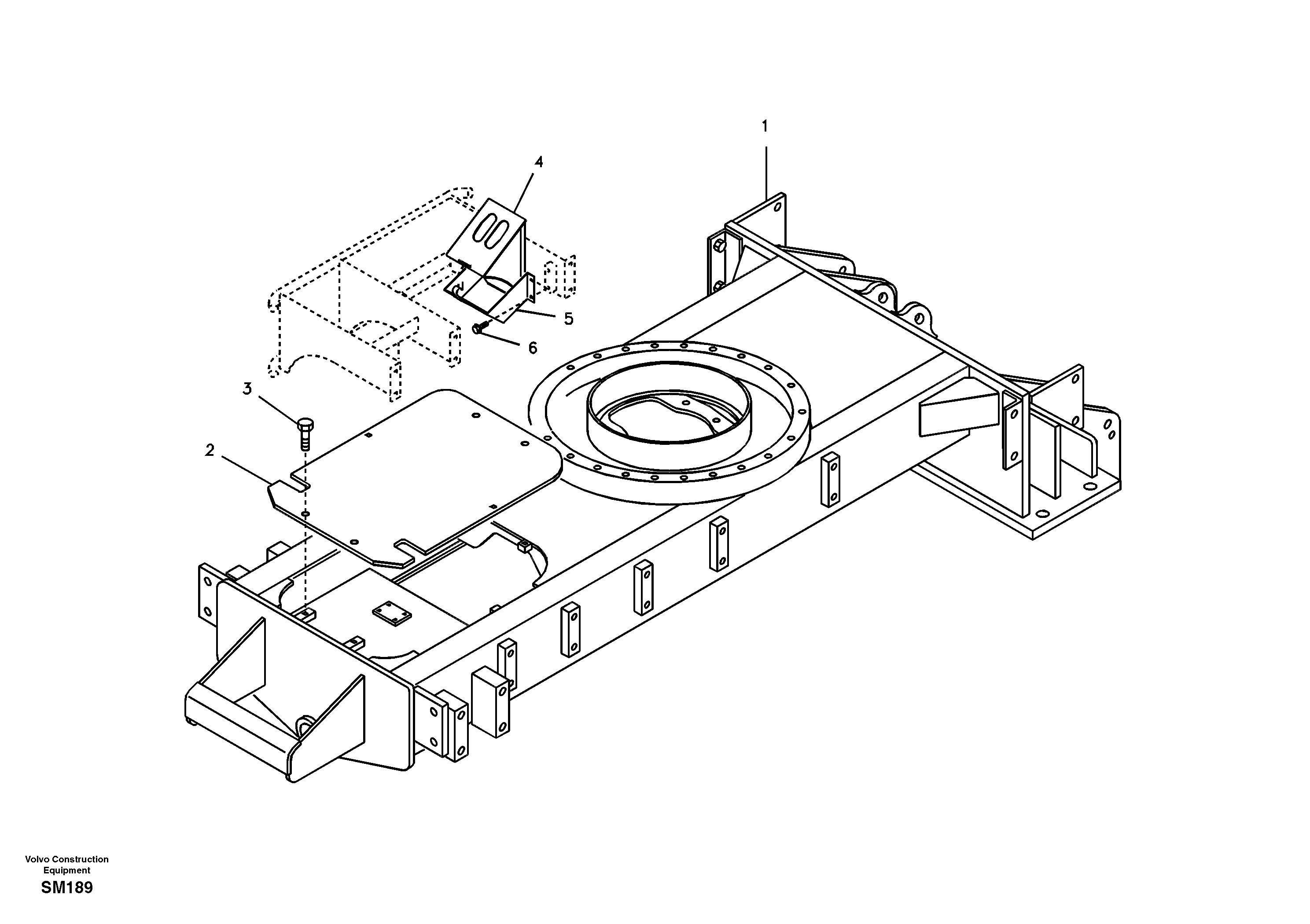 Схема запчастей Volvo EW55 SER NO 5630- - 23970 Рама экскаватора (ходовой части, шасси) 