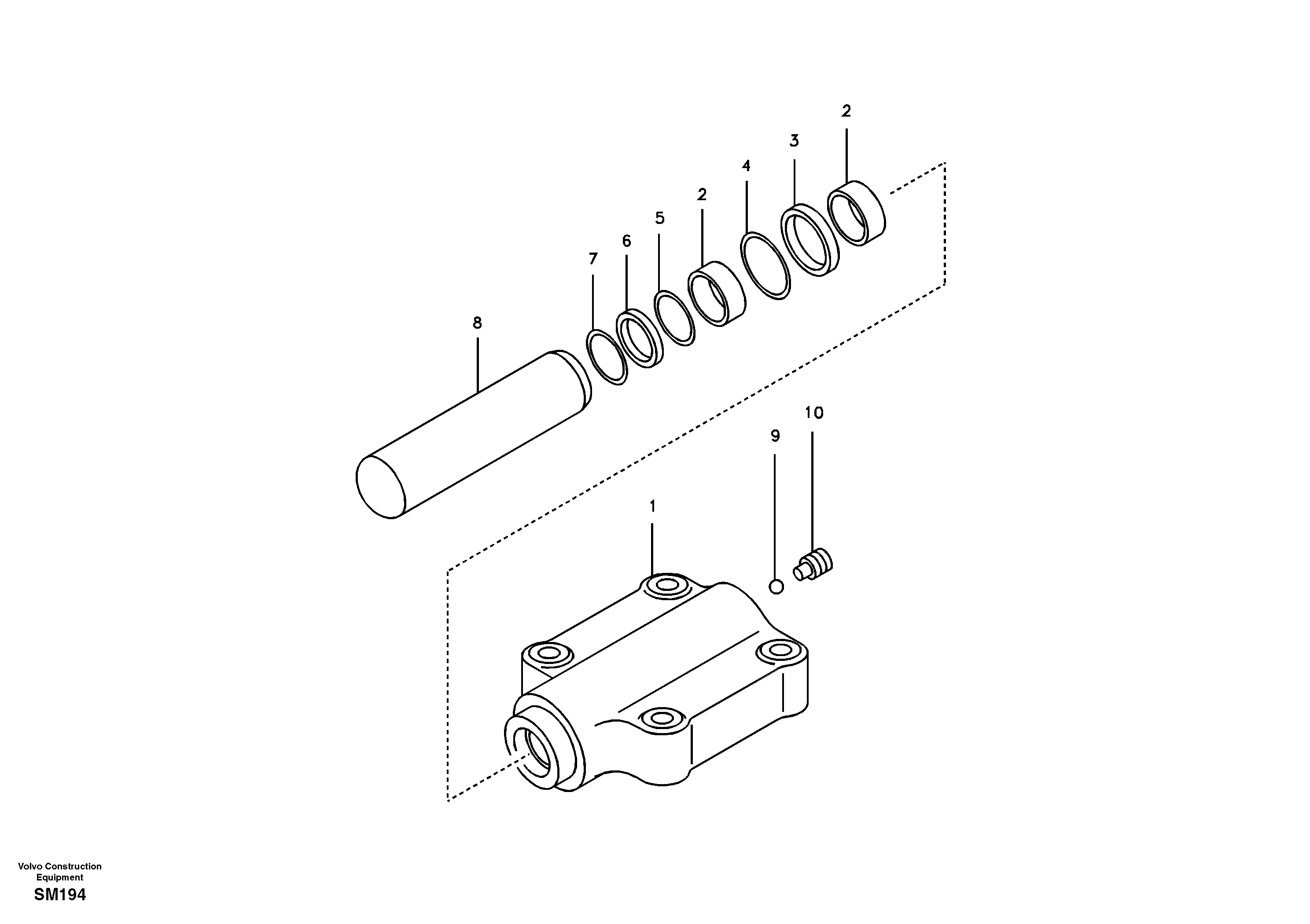 Схема запчастей Volvo EW55 SER NO 5630- - 41731 Axle locking cylinder 