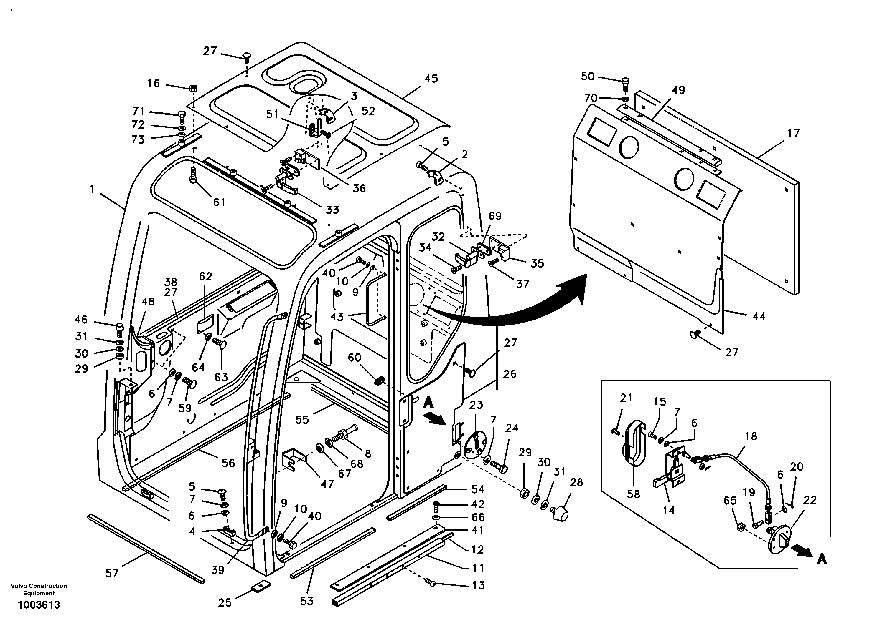 Схема запчастей Volvo EW55 SER NO 5630- - 39172 Operators cab 