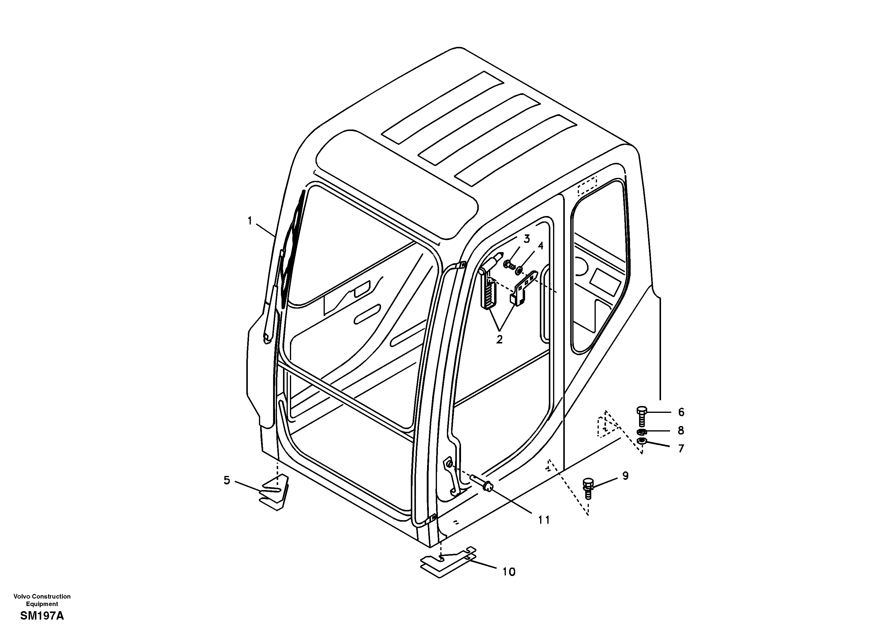 Схема запчастей Volvo EW55 SER NO 5630- - 98562 Cab mount 